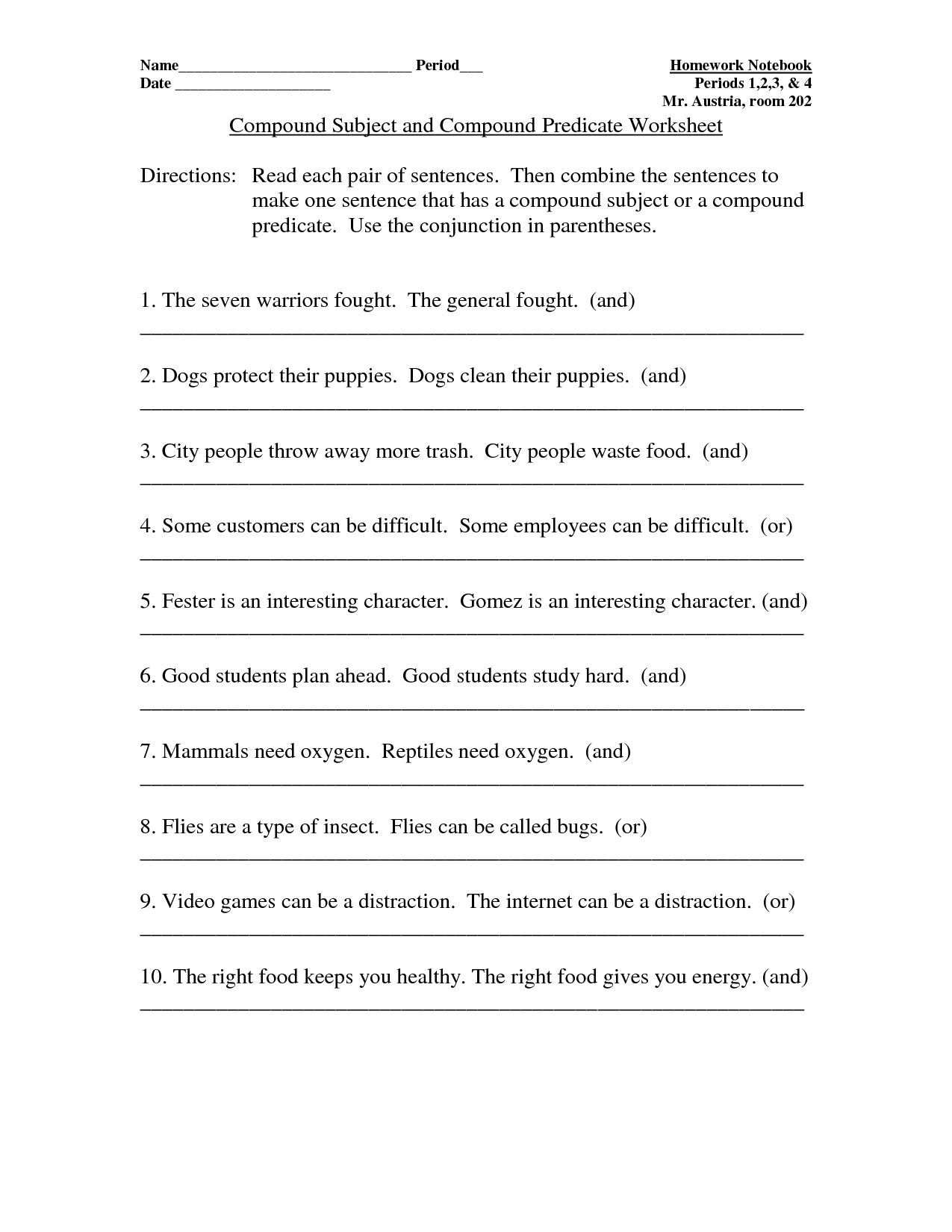 4th Grade Subject And Predicate Worksheet Ivuyteq