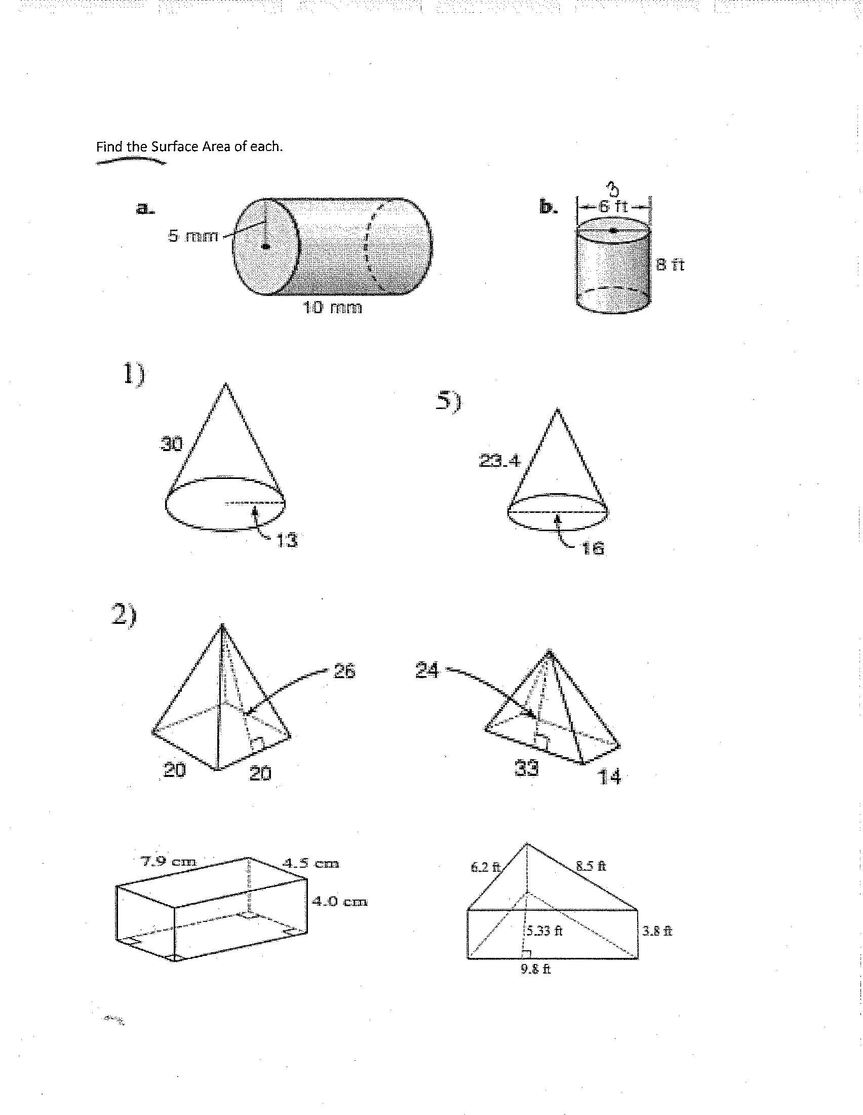 6th Grade Surface Area Worksheets