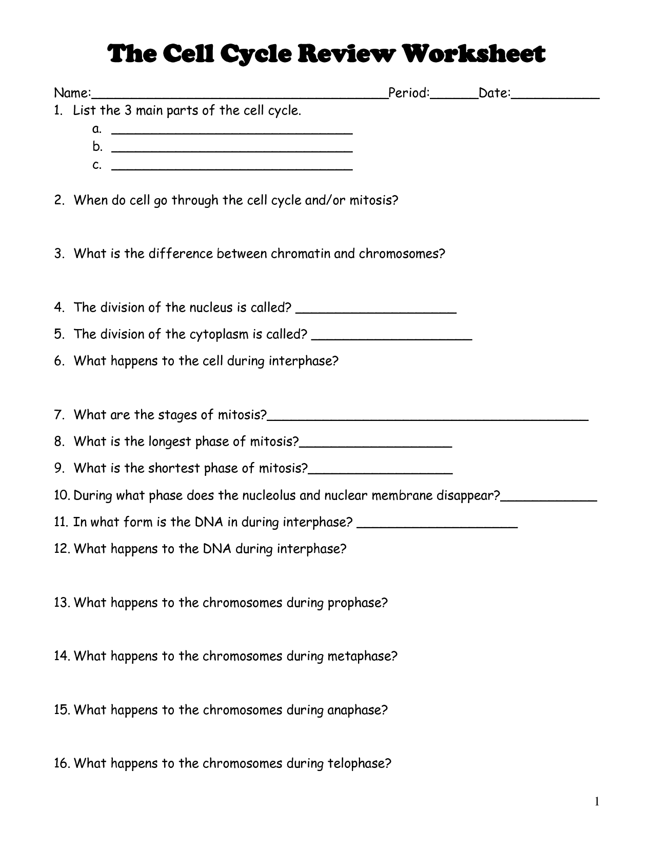 18 Best Images Of Cell Cycle Review Worksheet Answers Cell Cycle 