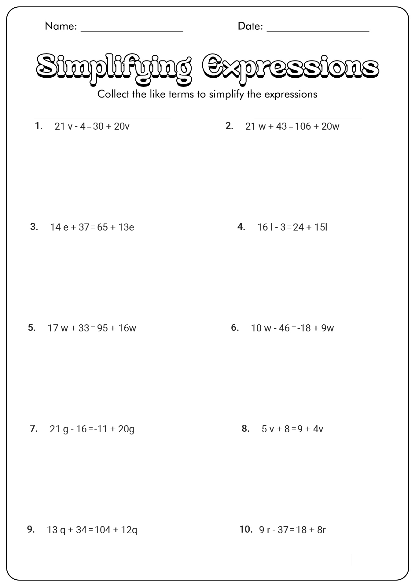 15 Best Images Of Distributive Property Worksheets Grade 7 Easy Distributive Property