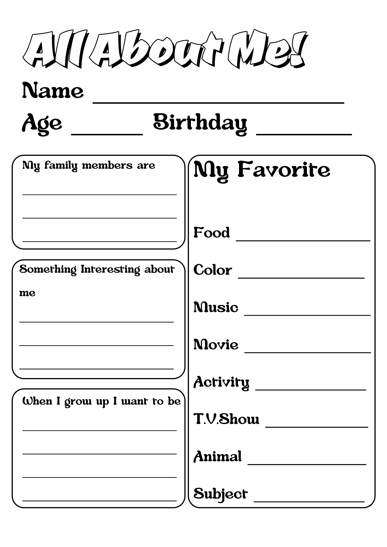 13 Best Images Of All About Me Worksheet Elementary All About Me 