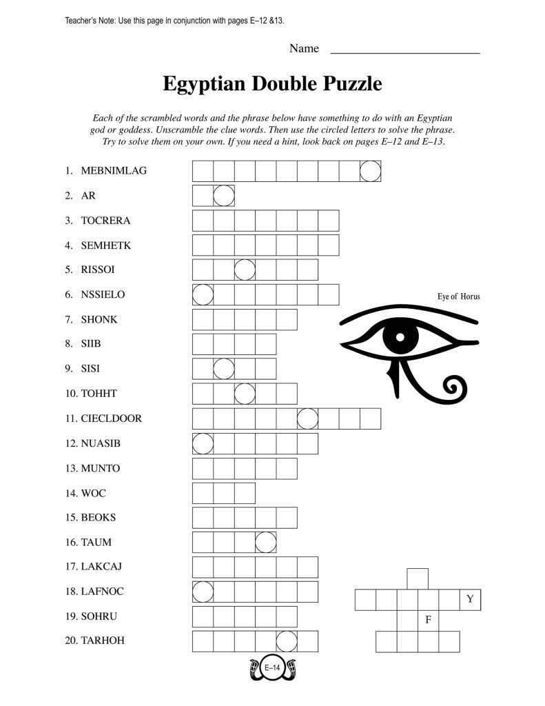 Printable Ancient Egypt Worksheets