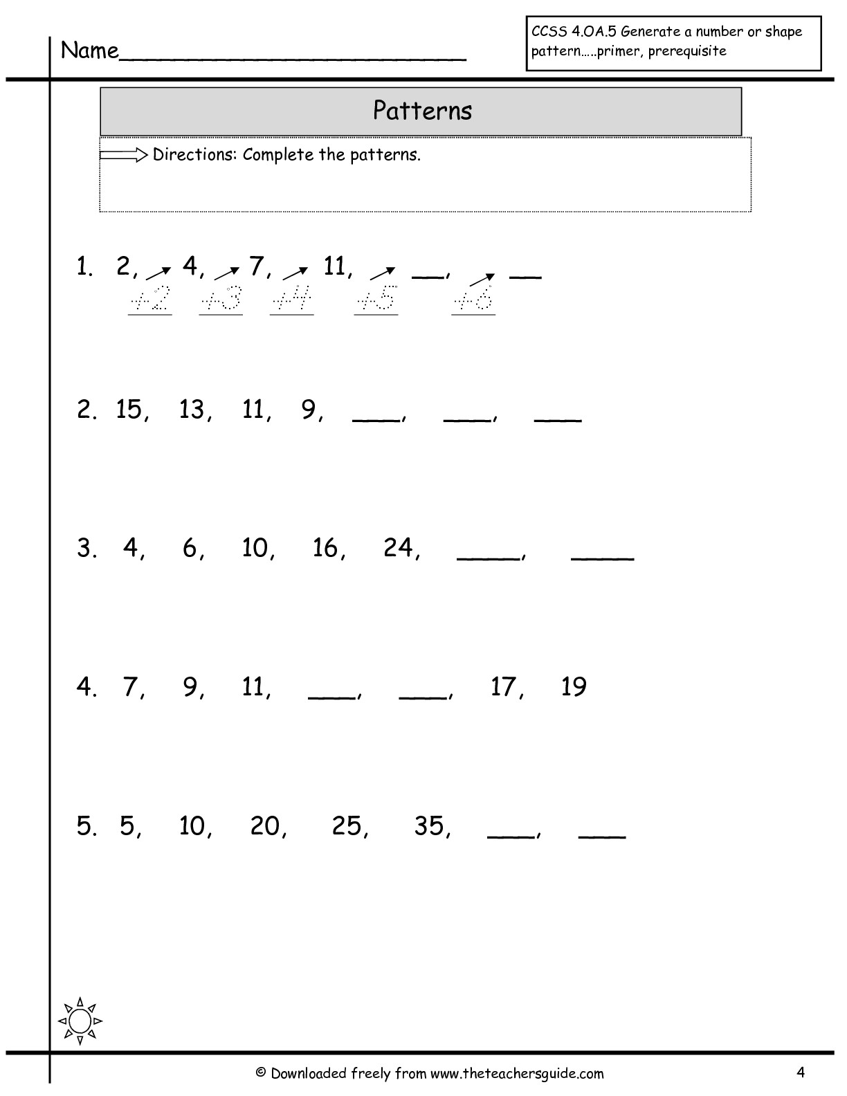 12 Best Images Of Repeating Patterns Worksheets Elementary Fun Math Worksheets First Grade