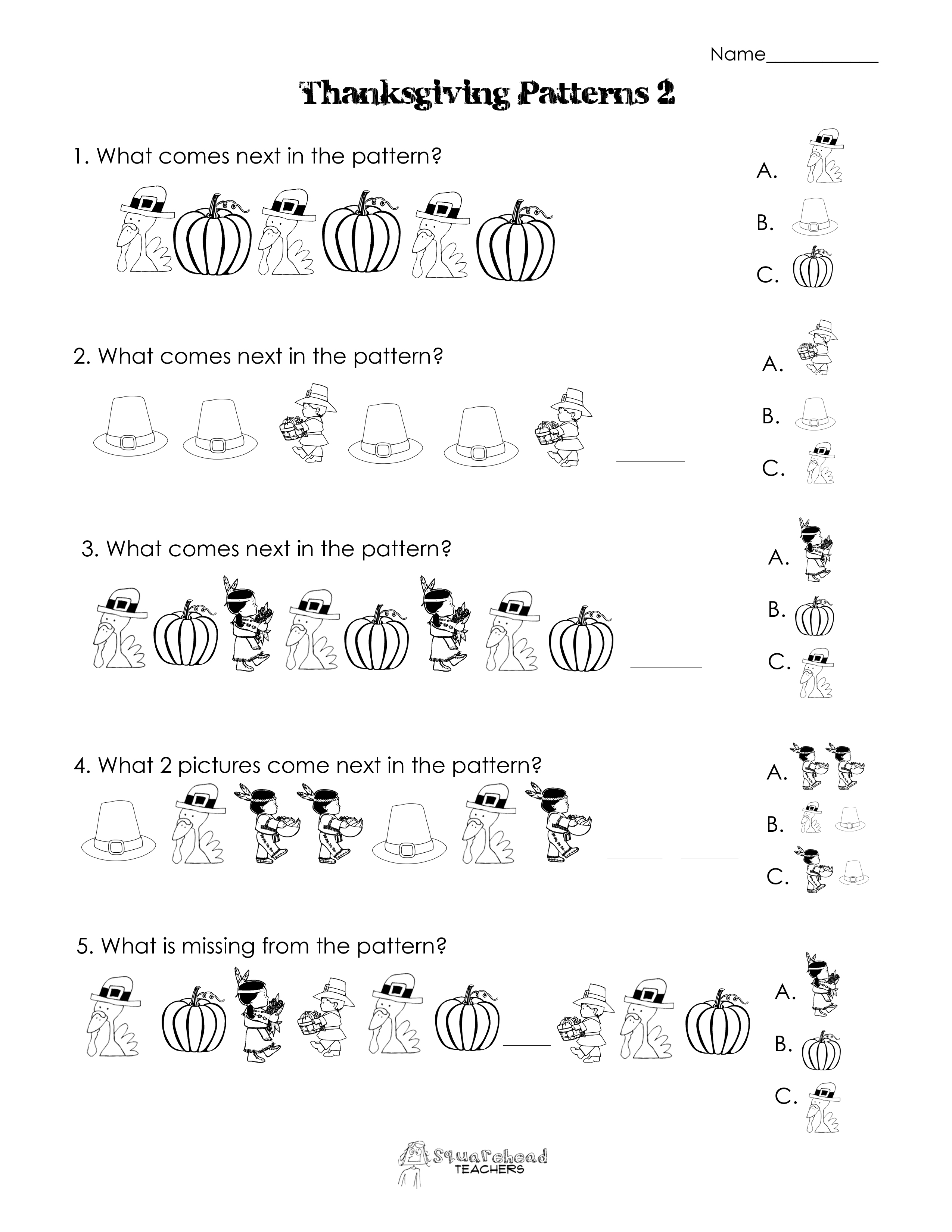 Free Printable First Grade Thanksgiving Math Worksheets