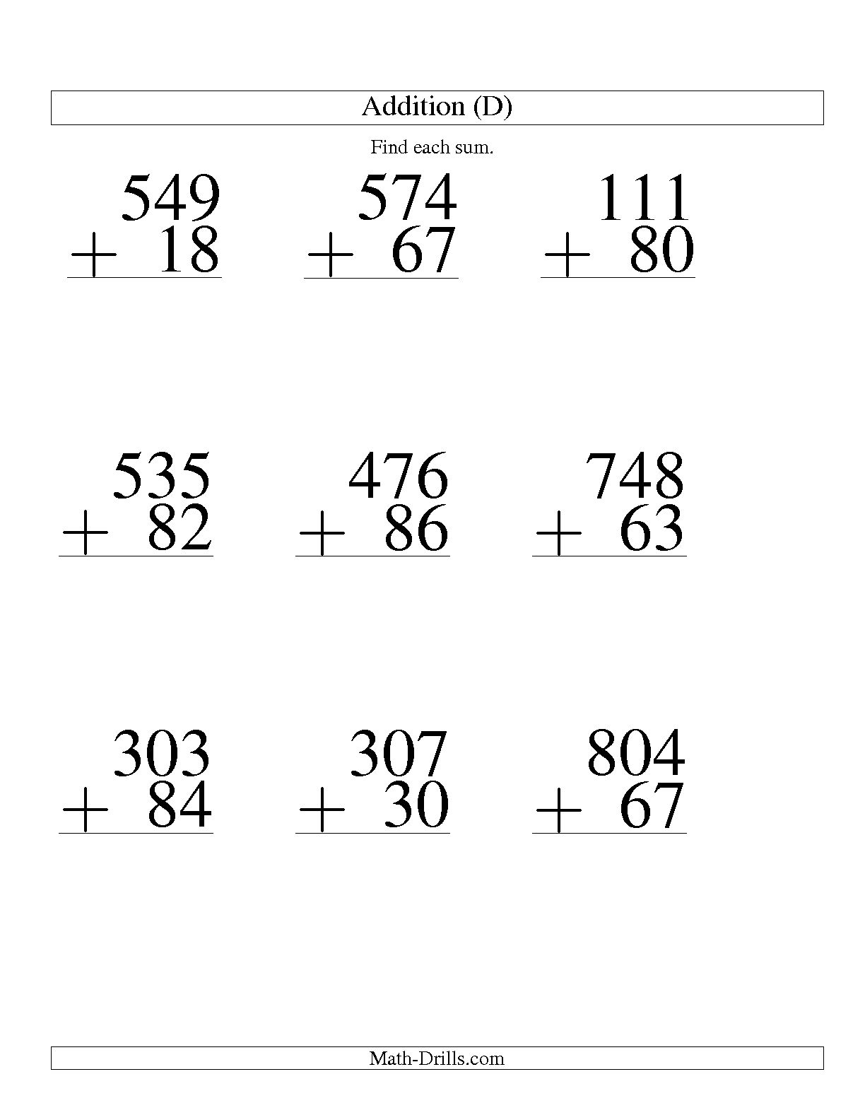 13 Best Images Of Large Print Math Addition Worksheets Large Print Subtraction Worksheets