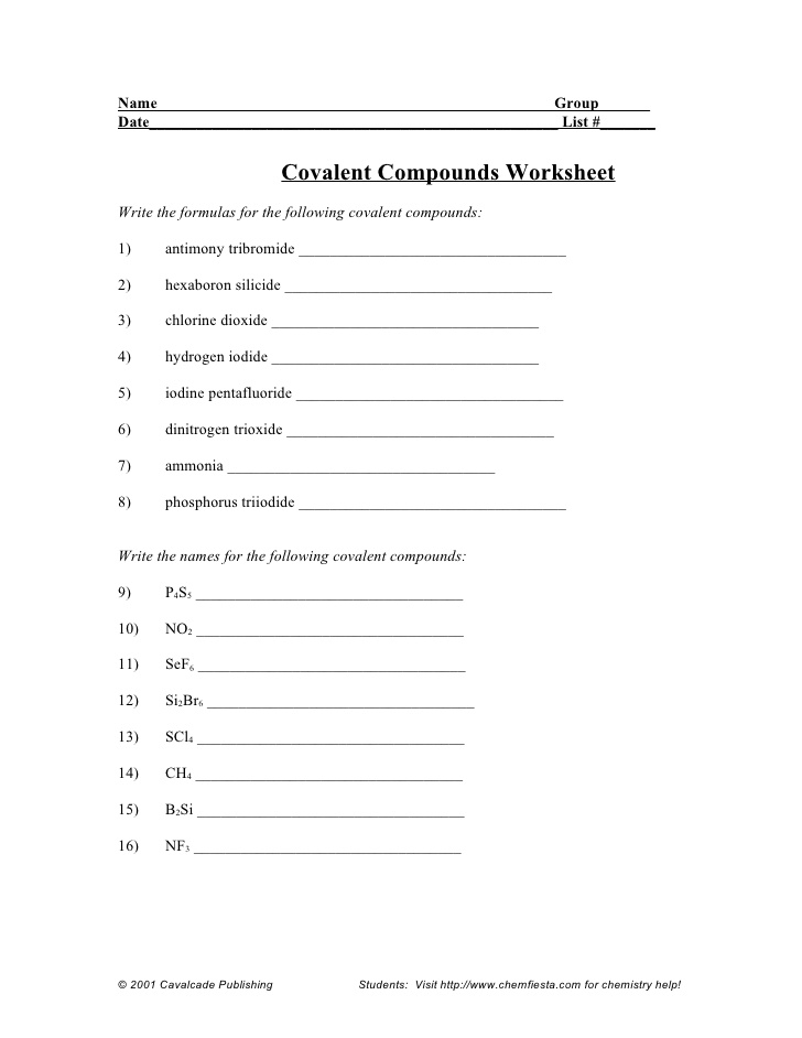 Naming Covalent And Ionic Compounds Worksheet Printable Word Searches