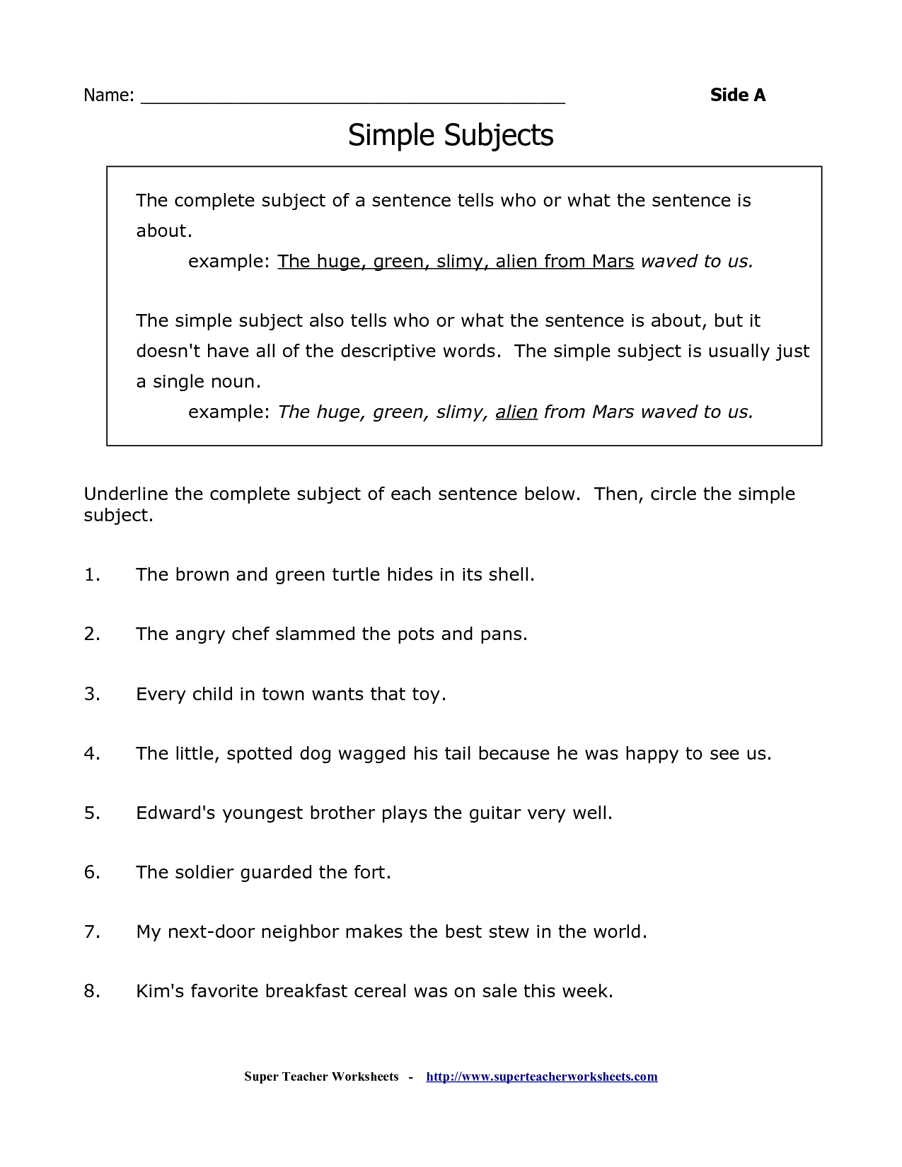 17 Best Images Of Worksheets Circle Subject Underline The Subject And 