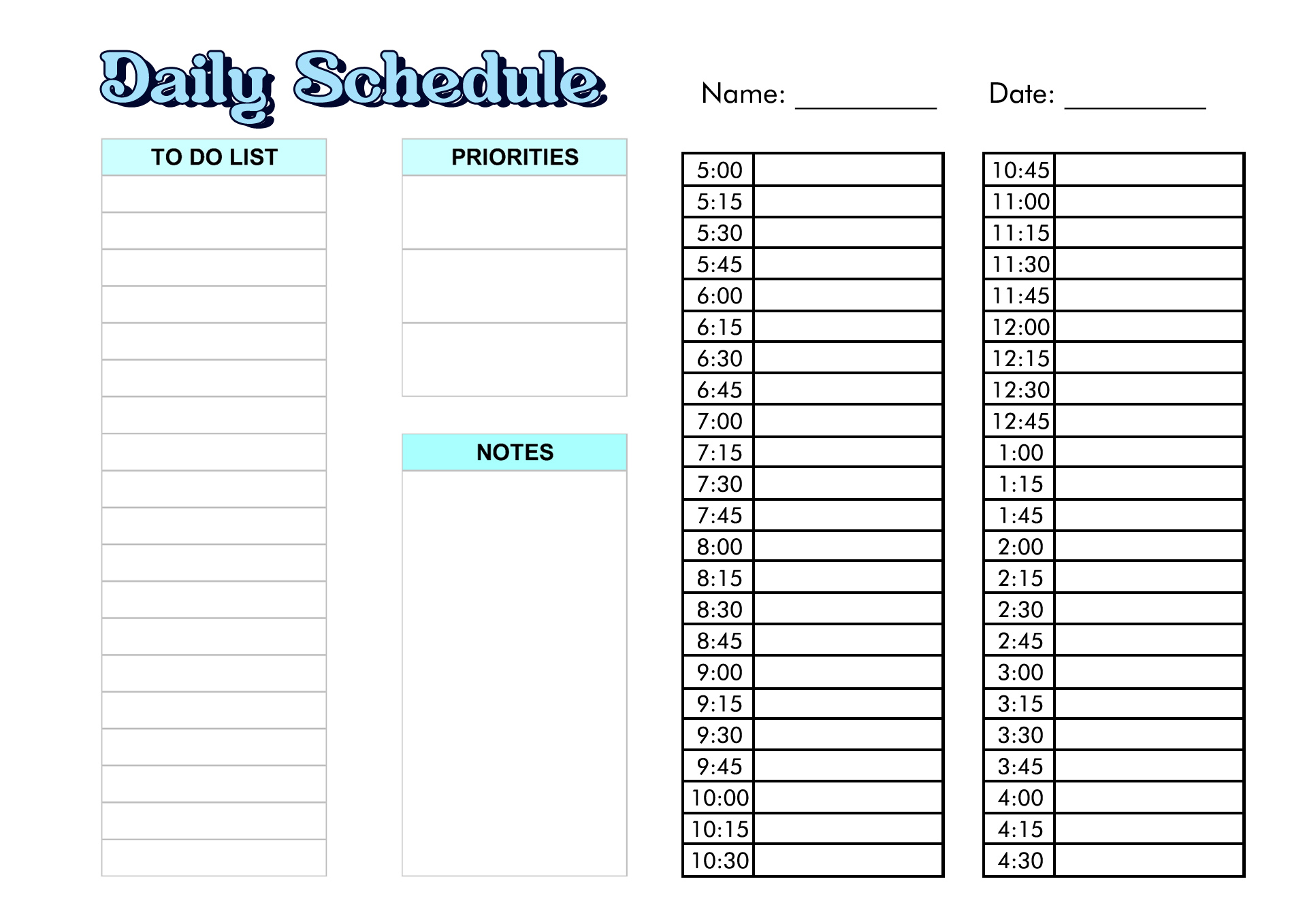 14 Best Images Of Time In 15 Minute Increments Worksheet Work Time 