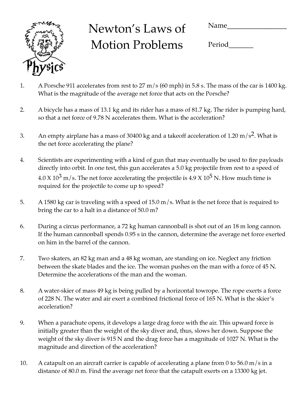 14 Best Images Of Newton s Second Law Of Motion Worksheet Newton s 