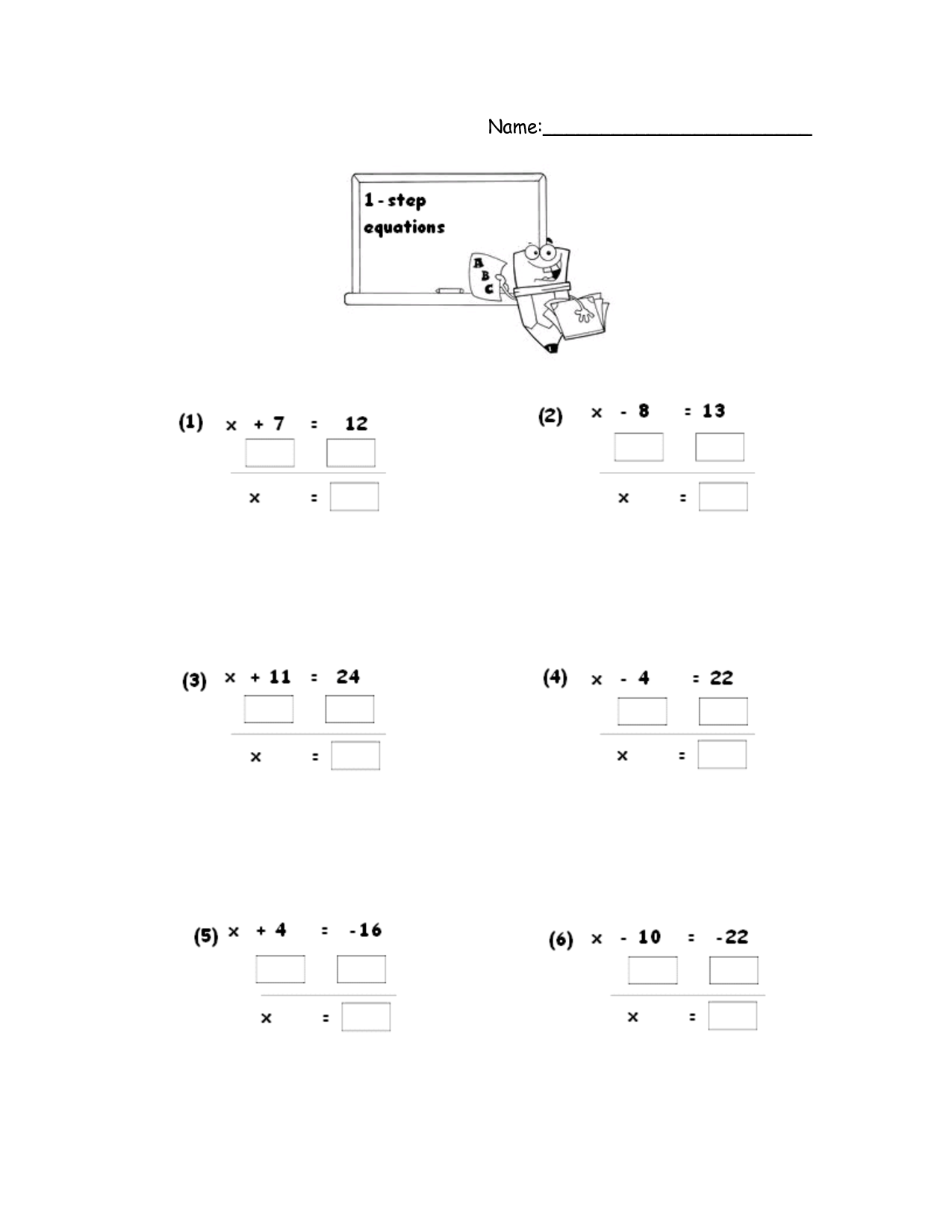 15 Best Images of One Step Equations Worksheets 7th Grade - Math