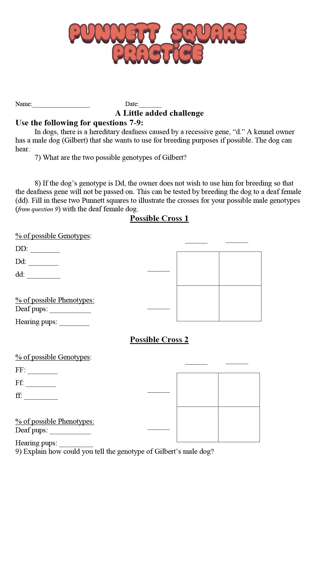 15 Best Images Of Punnett Square Worksheet Answer Key Punnett Square Worksheet 1 Answer Key 