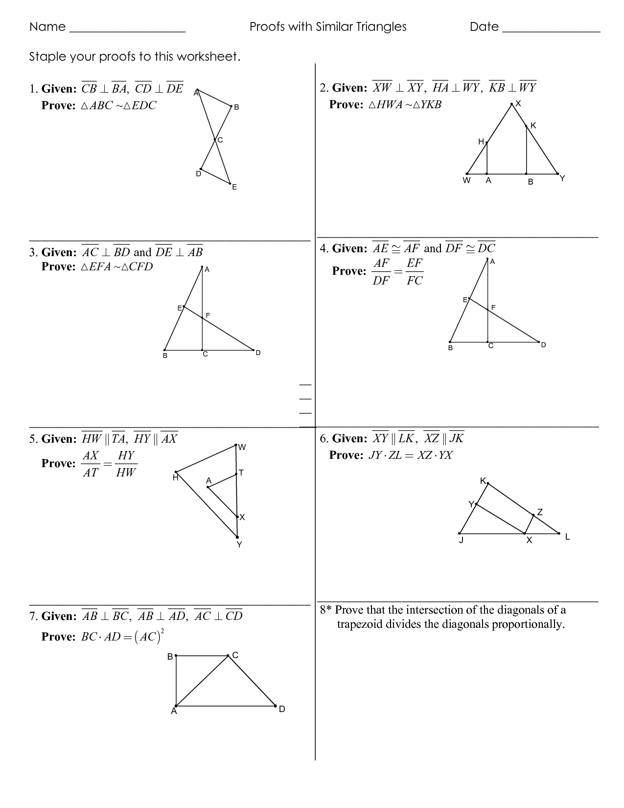 Free Geometry Proofs Worksheets With Answers