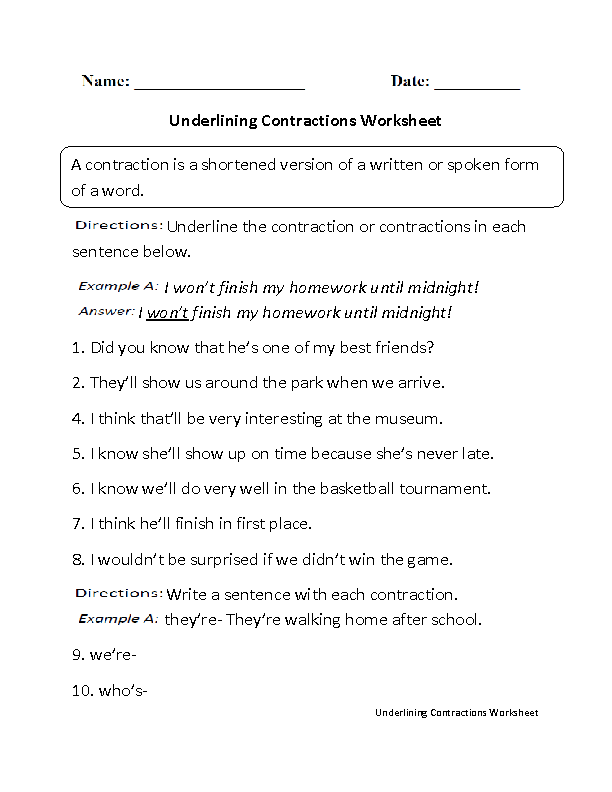 16 Best Images Of English Contractions Worksheets Contractions 