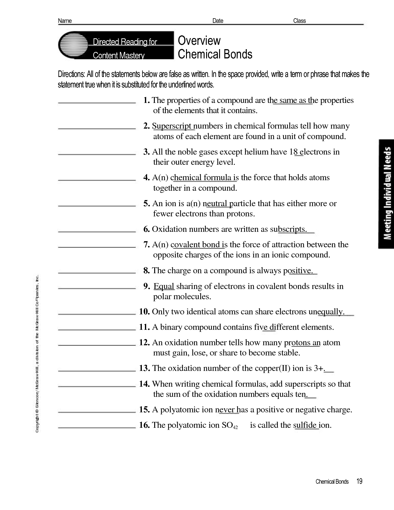 15 Best Images Of Holt Chemical Bonding Worksheet Answer Key Chemical Bonding Worksheet Answer