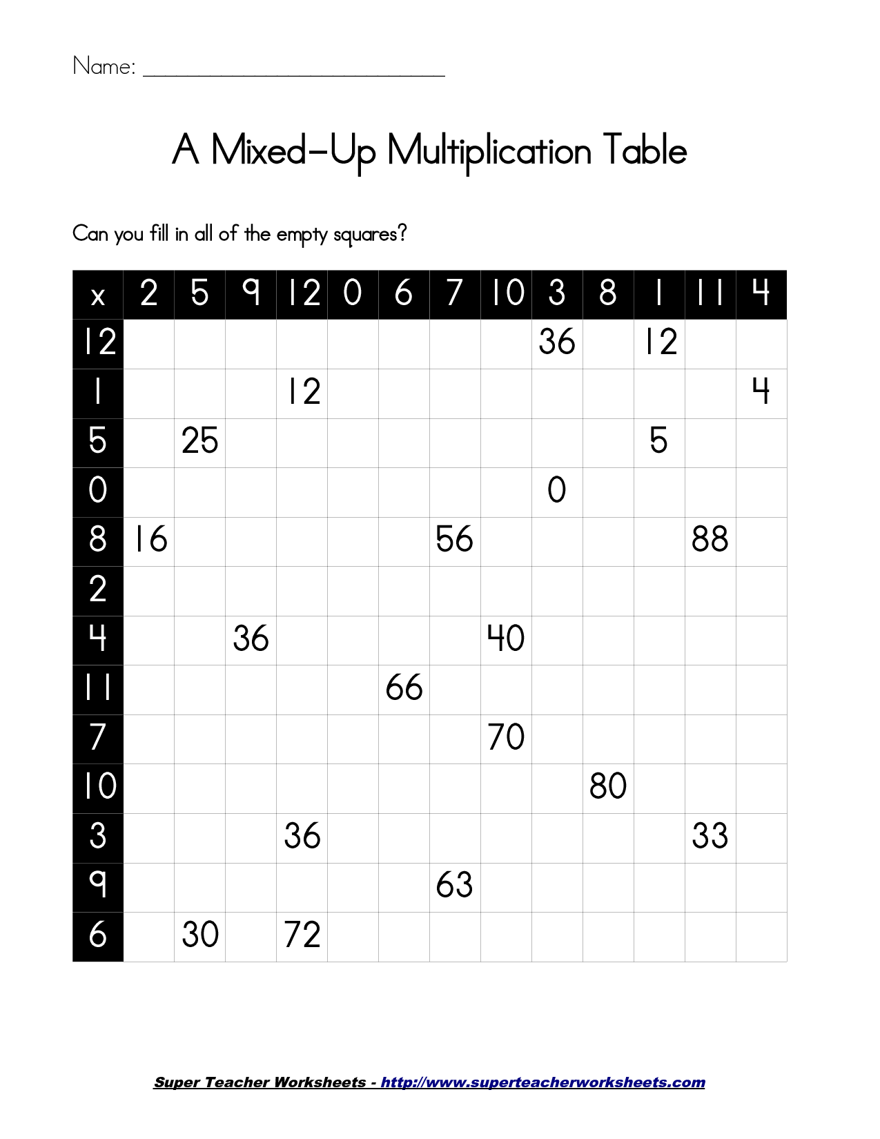 14 Best Images Of 70 Square Fill In Worksheet Puzzle With Numbers In Squares Number Chart 1