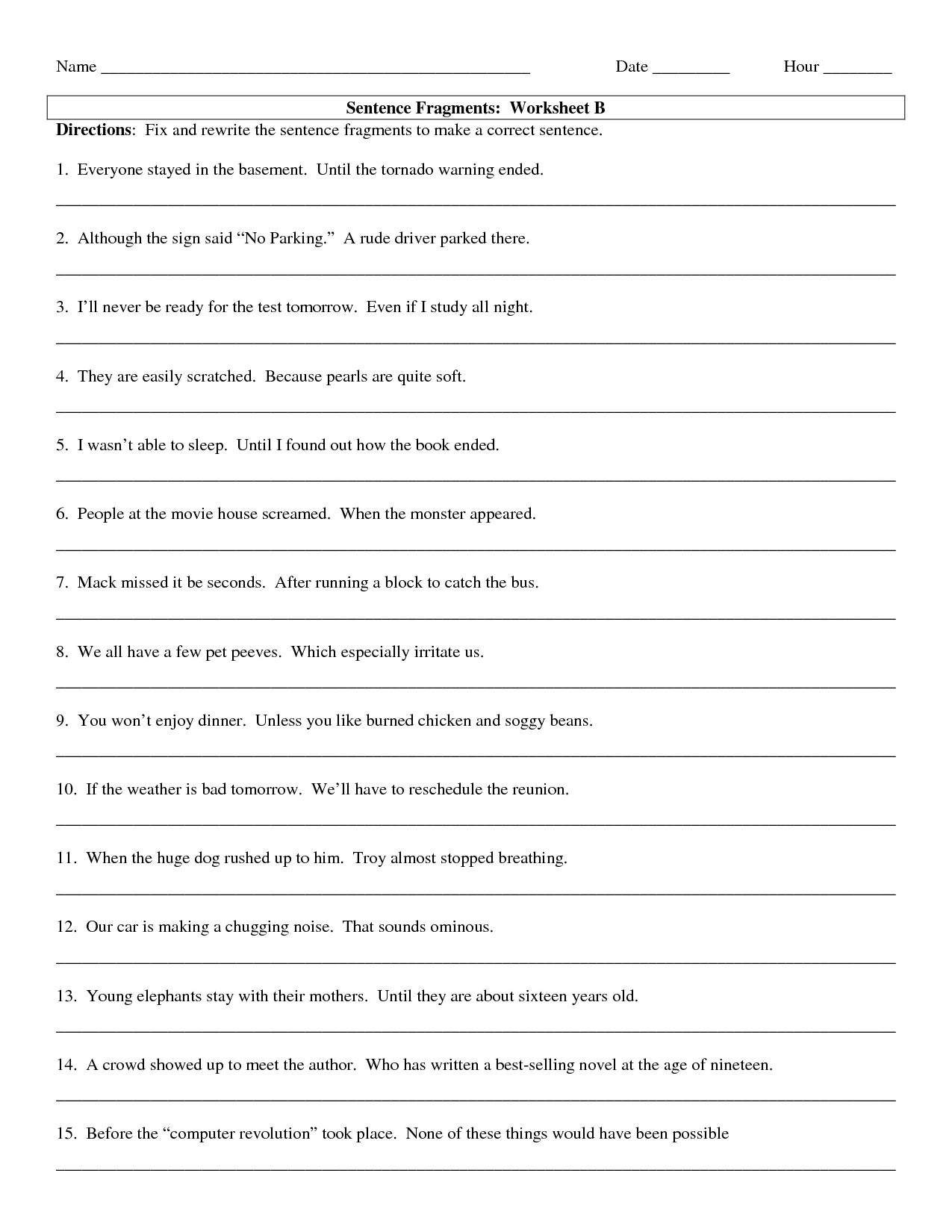 Worksheet Sentence Or Fragment Worksheet Grass Fedjp Worksheet Study Site