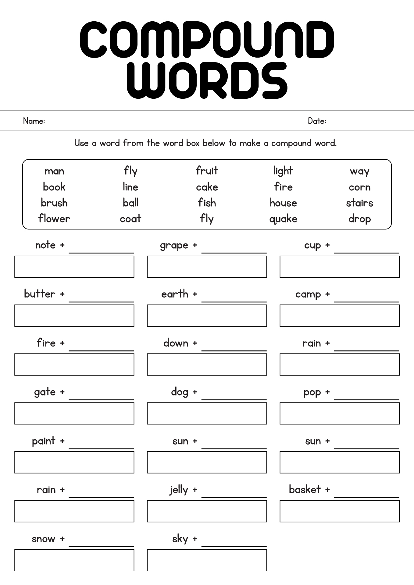 13 Best Images Of Compound Words Worksheets 2nd Grade Compound Words 