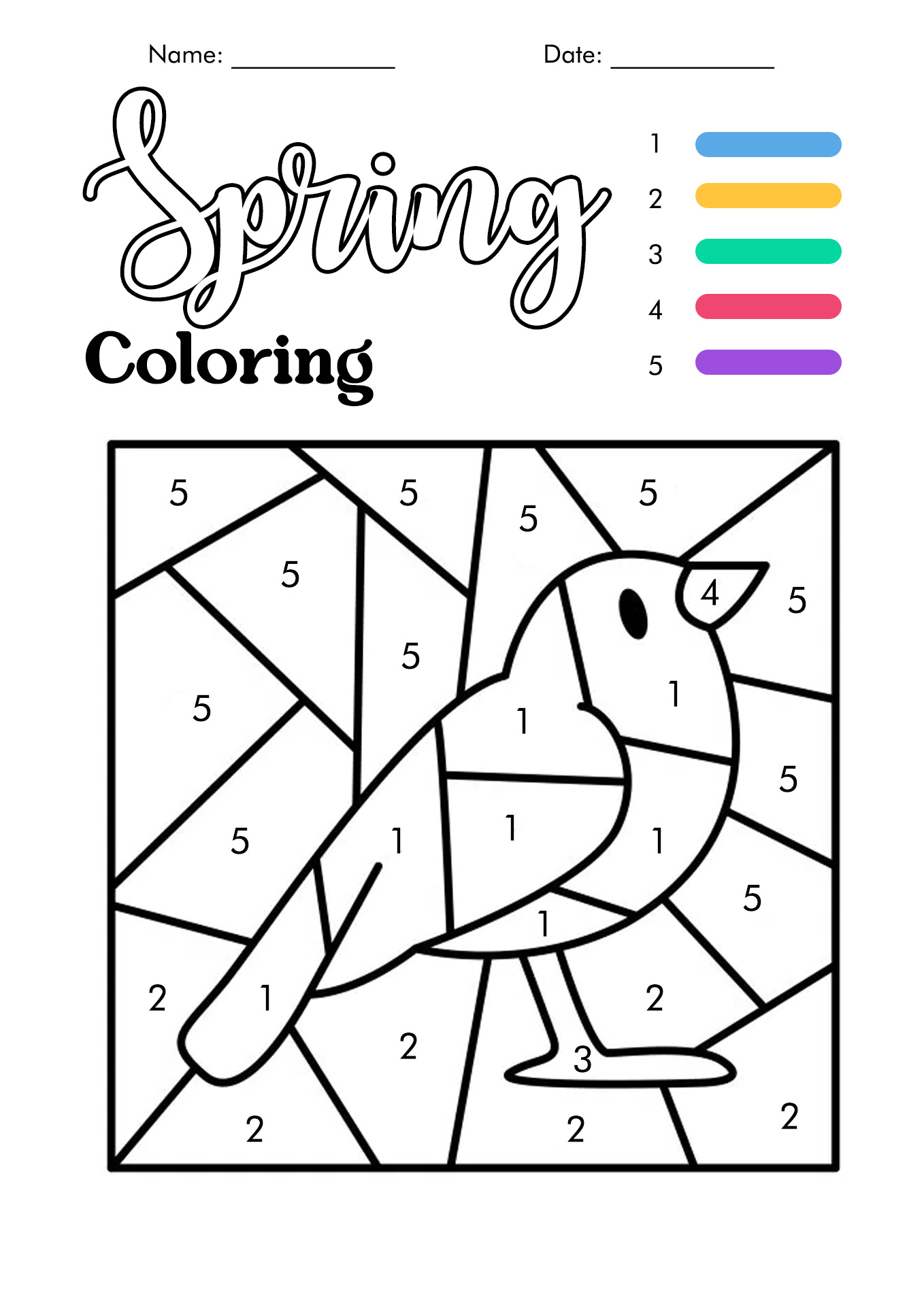Free Printable Easy Color By Number