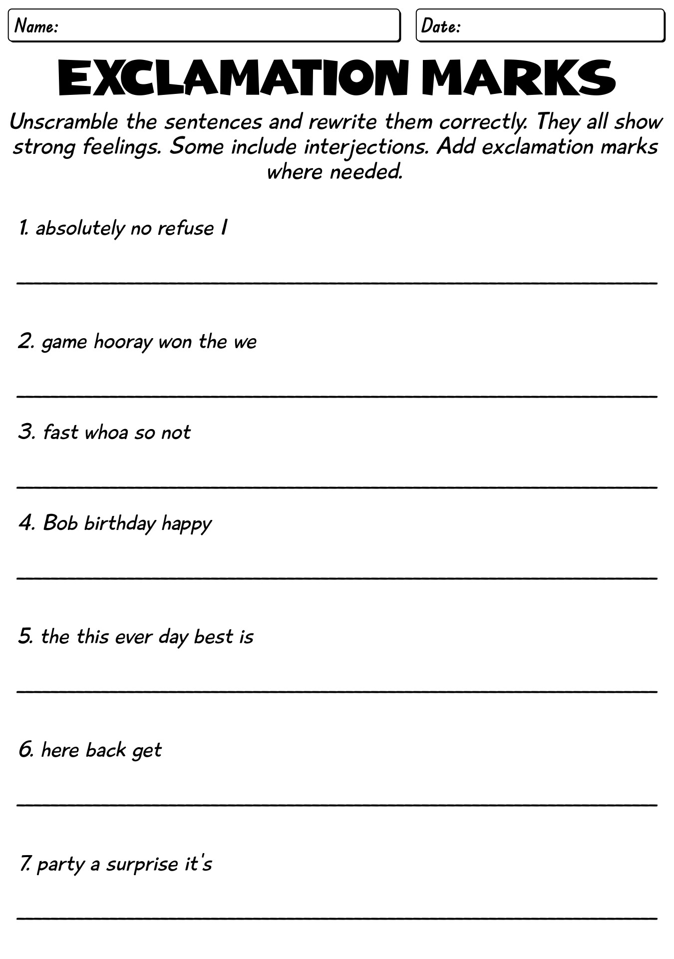 18 Best Images Of Exclamation Worksheets 1st Grade Exclamation Mark 