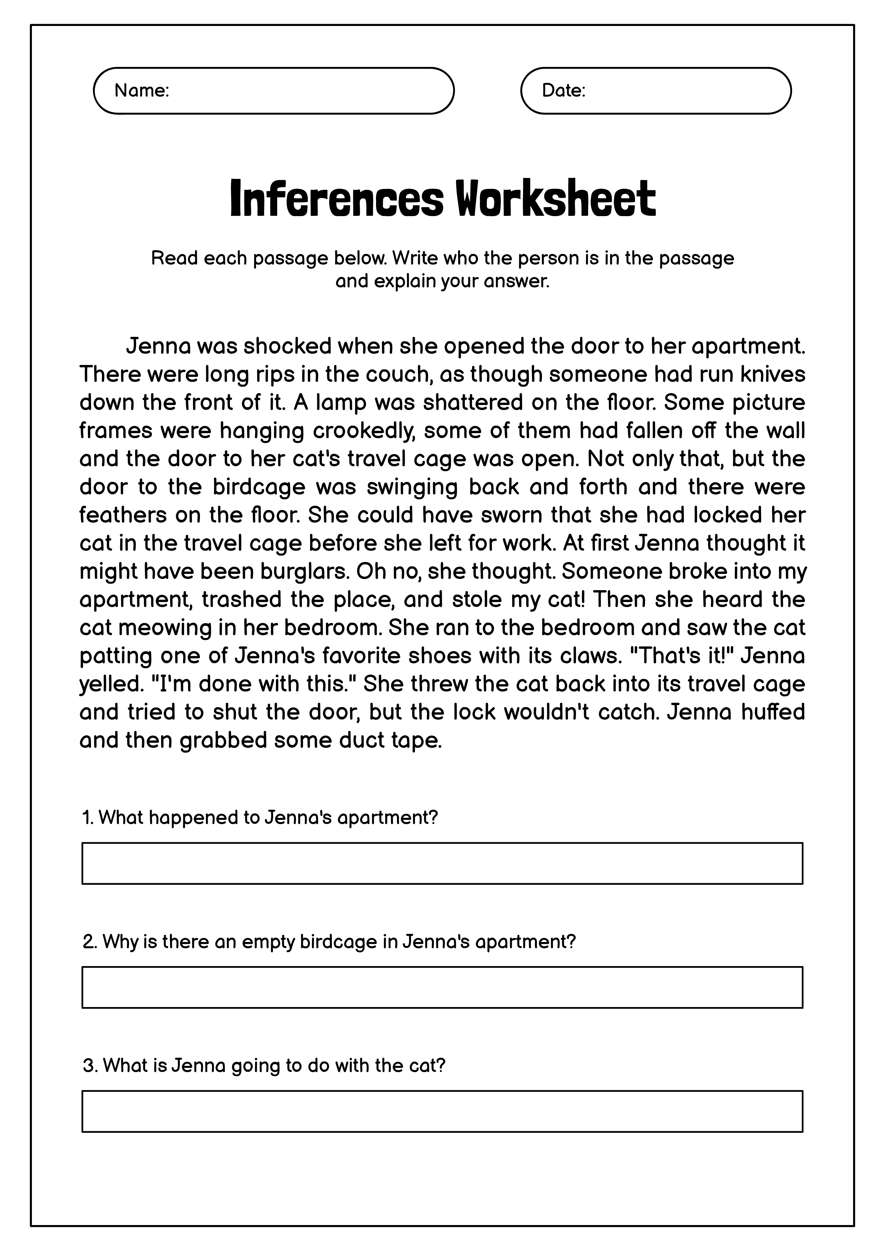 13 Best Images Of Inferences Worksheets With Answers Inference 