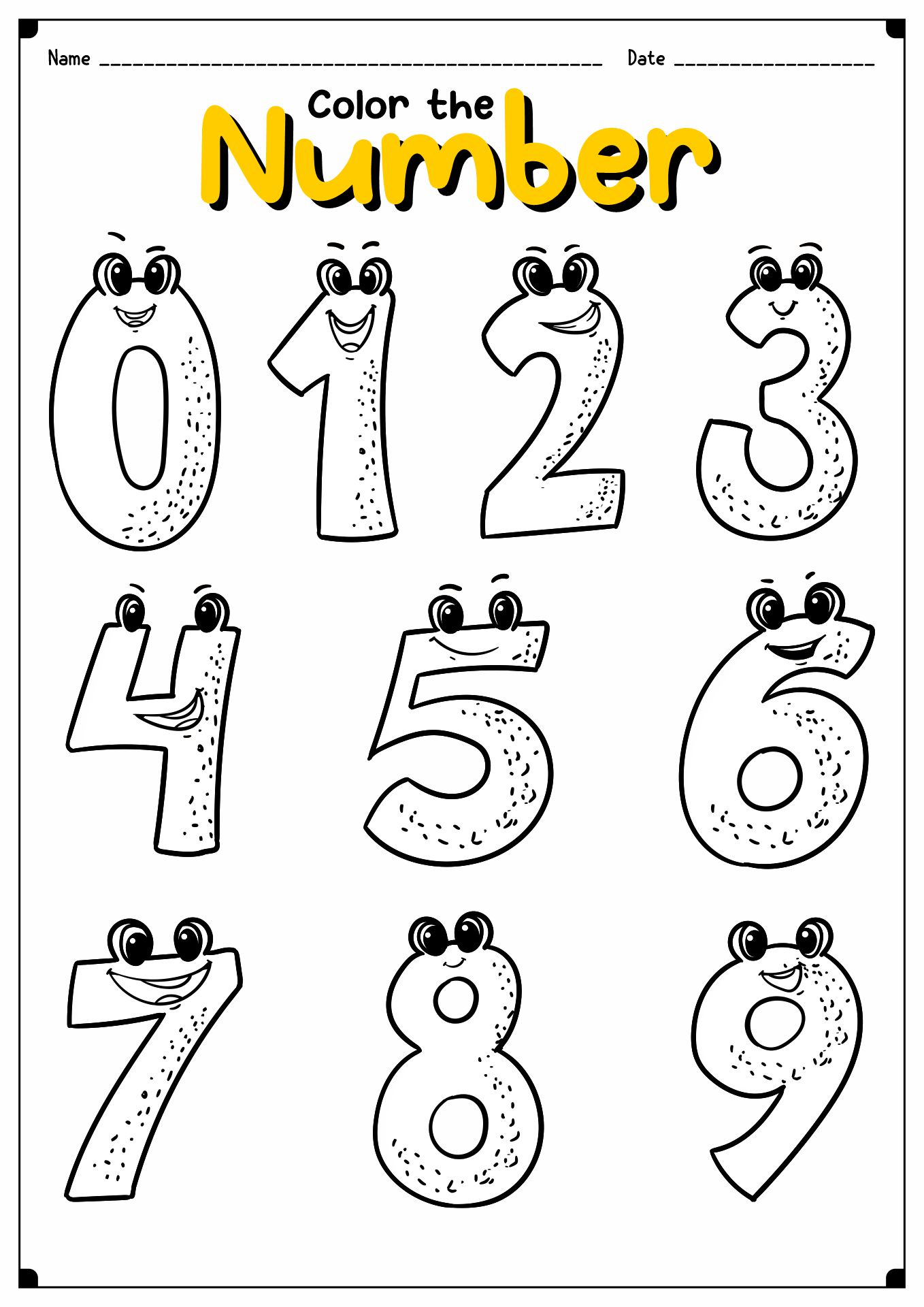 Free Printable Number Coloring Pages