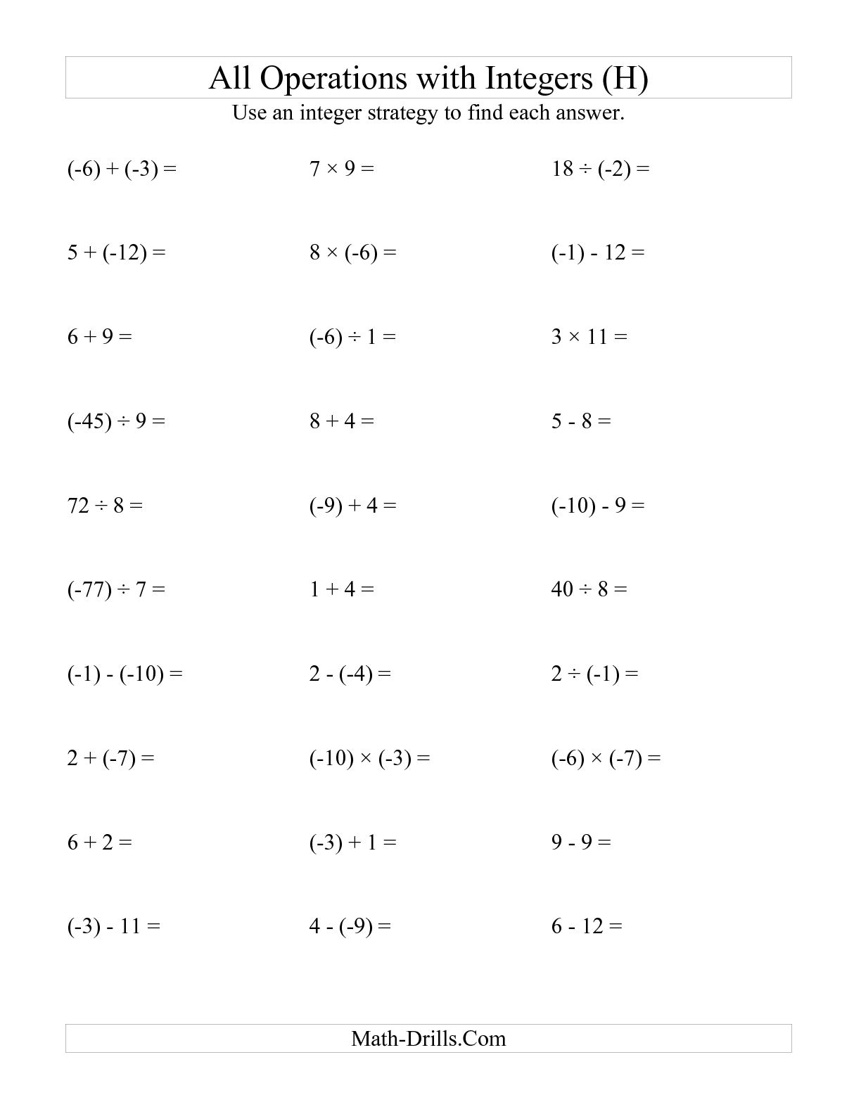 11 Best Images Of Working With Negative Numbers Worksheet Adding 