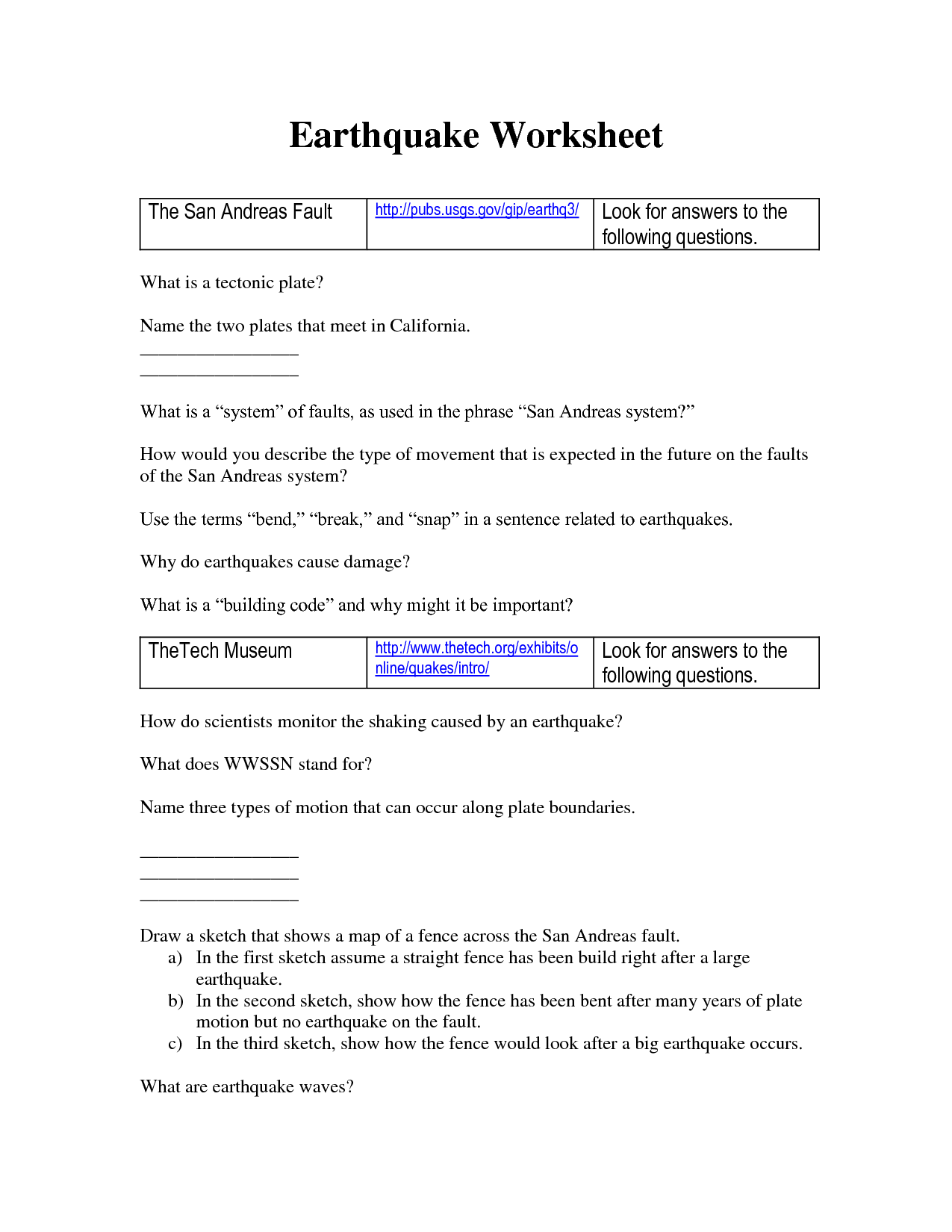 14 Best Images Of Causes Of Earthquakes Worksheet Printable 