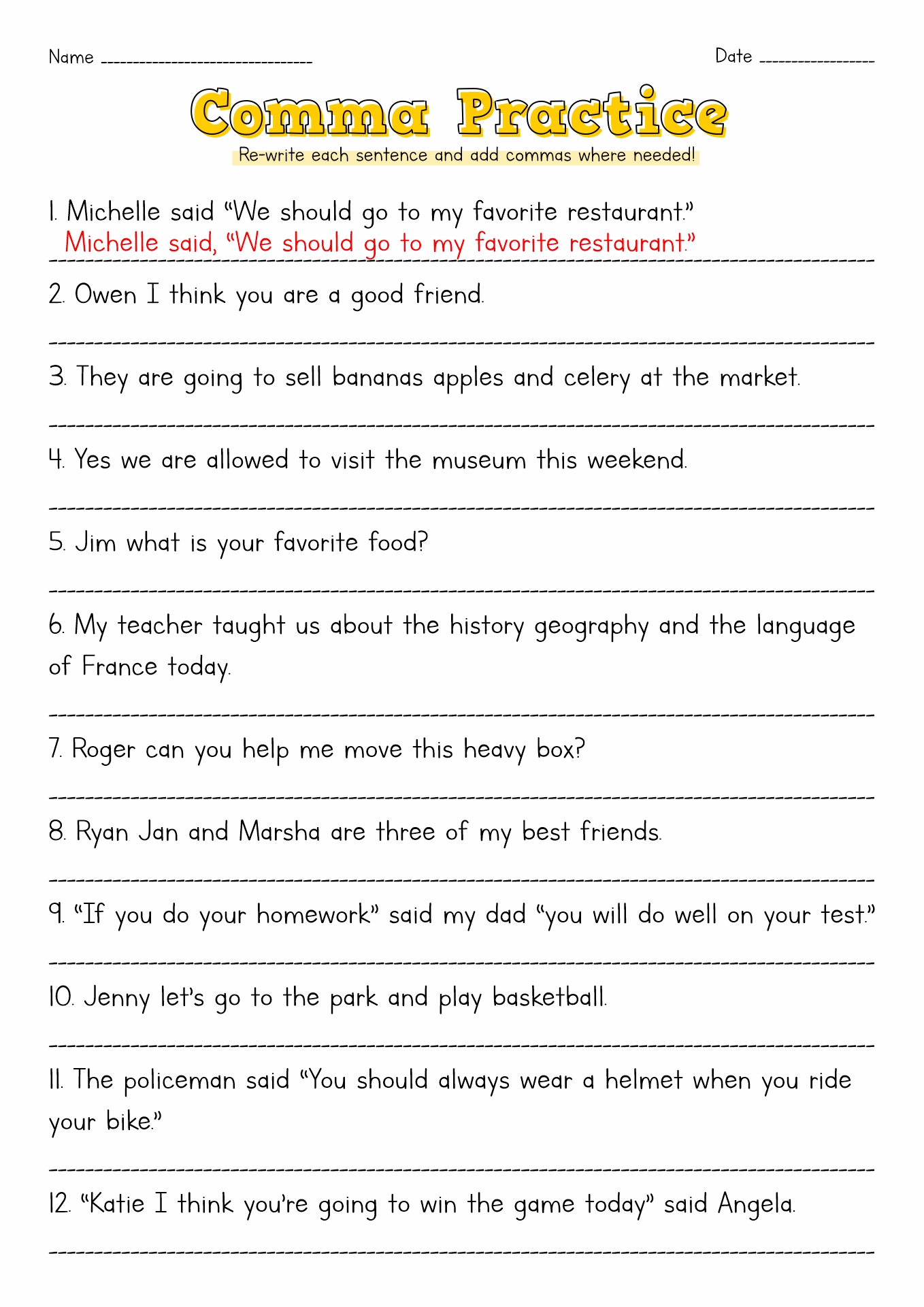 12 Best Images Of Free Printable Comma Worksheets Comma Worksheets 