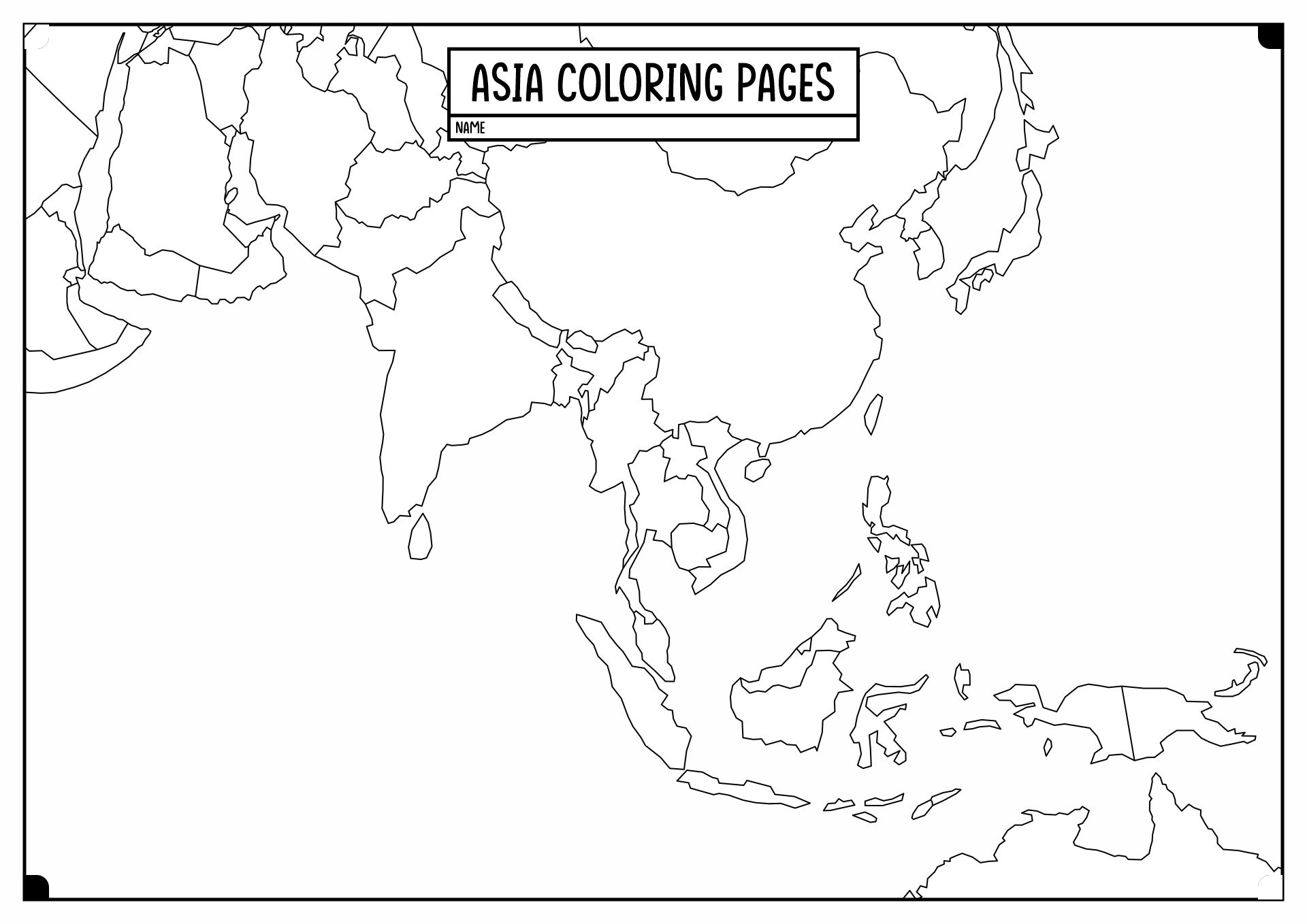 Printable Blank Map Of Asia Customize and Print