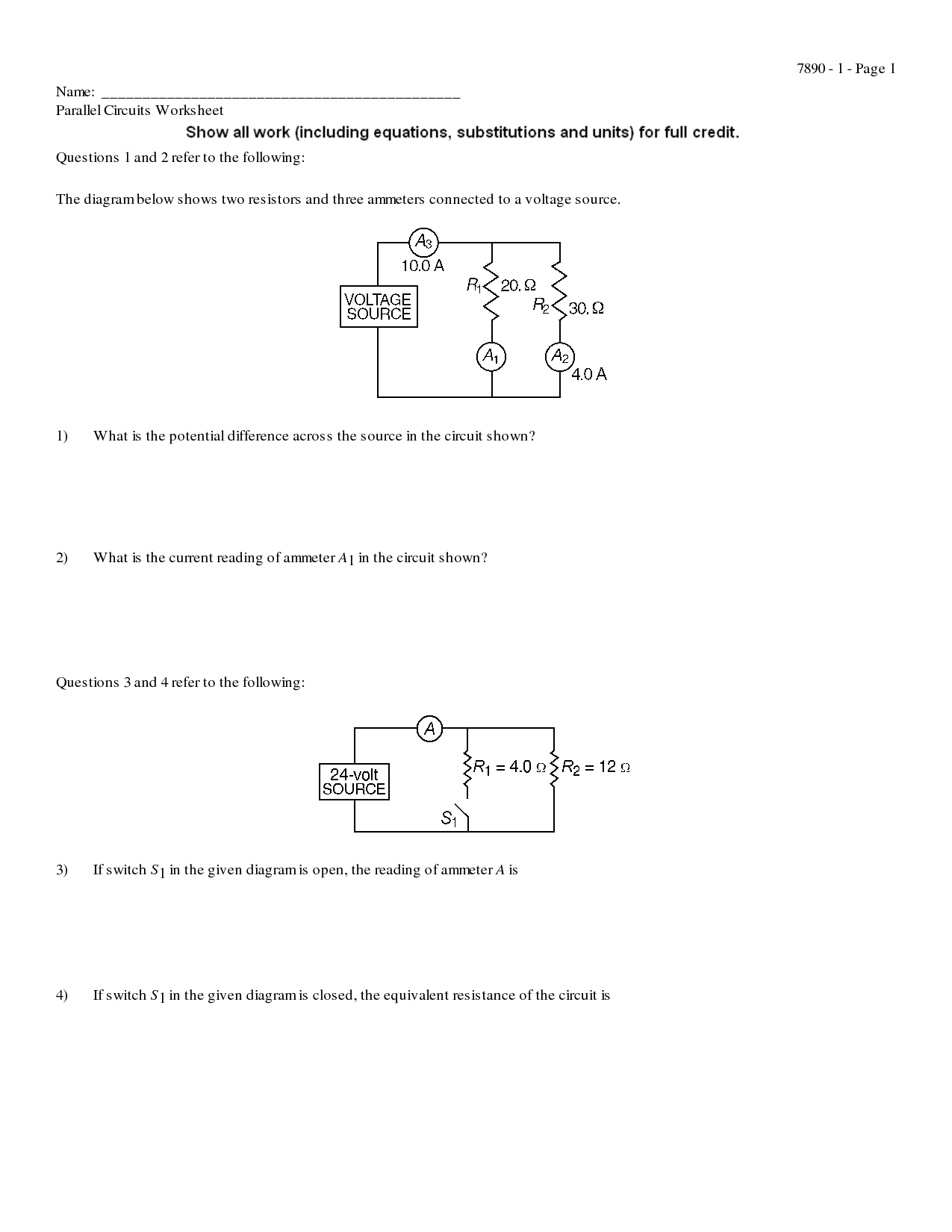 11 Best Images Of Series Circuit Worksheet Parallel Circuit Diagram Worksheet Series Vs 