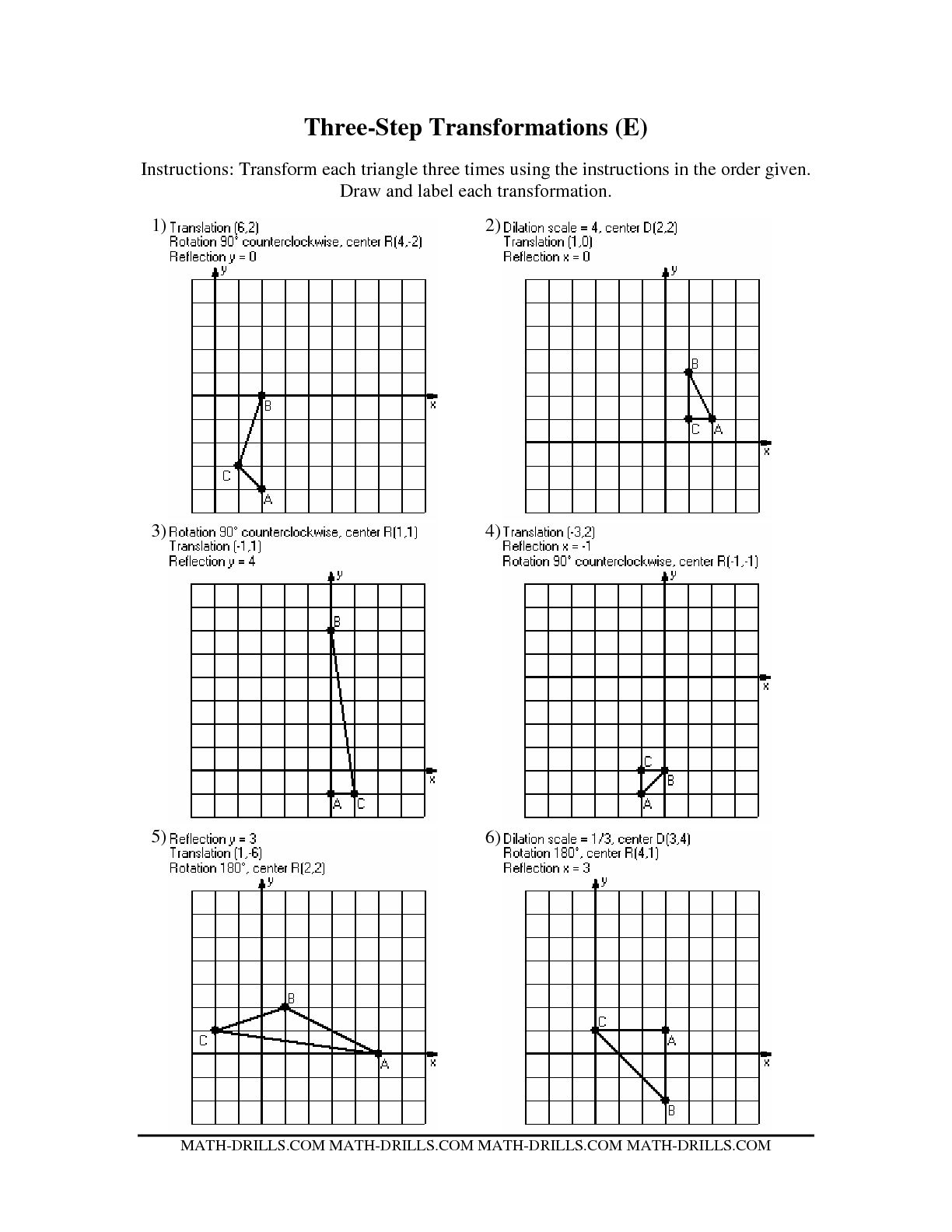 10 Best Images Of Geometric Transformations Worksheets Geometry Rotations Worksheet