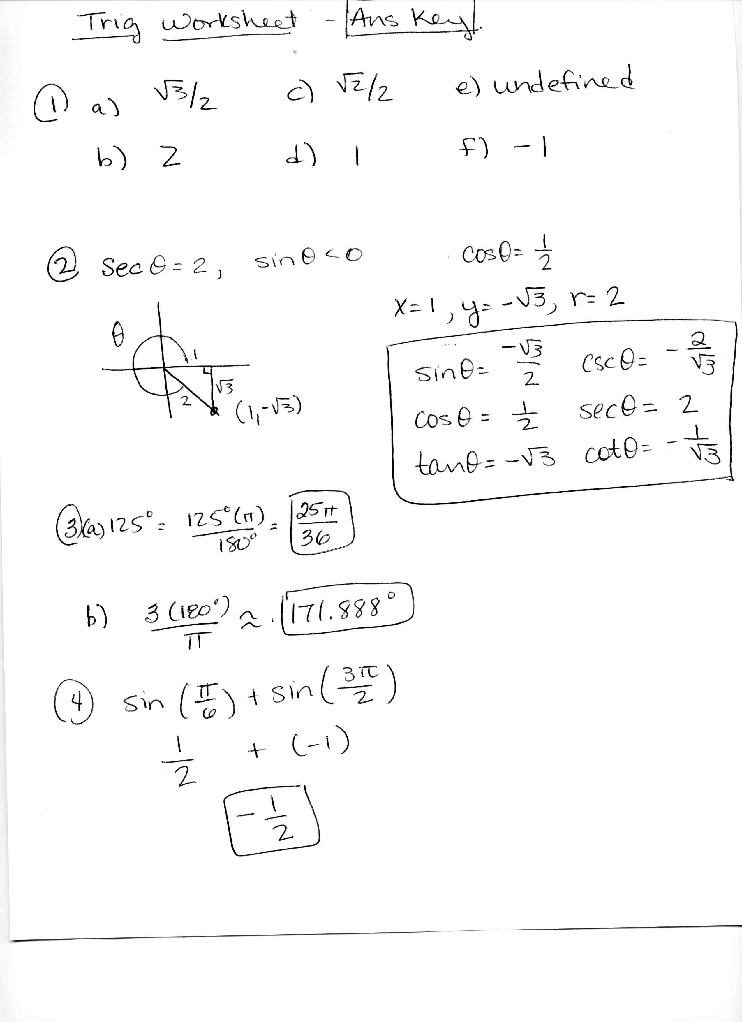 13 Best Images Of Unit Circle Worksheet With Answers Trig Unit Circle Worksheet Unit Circle 