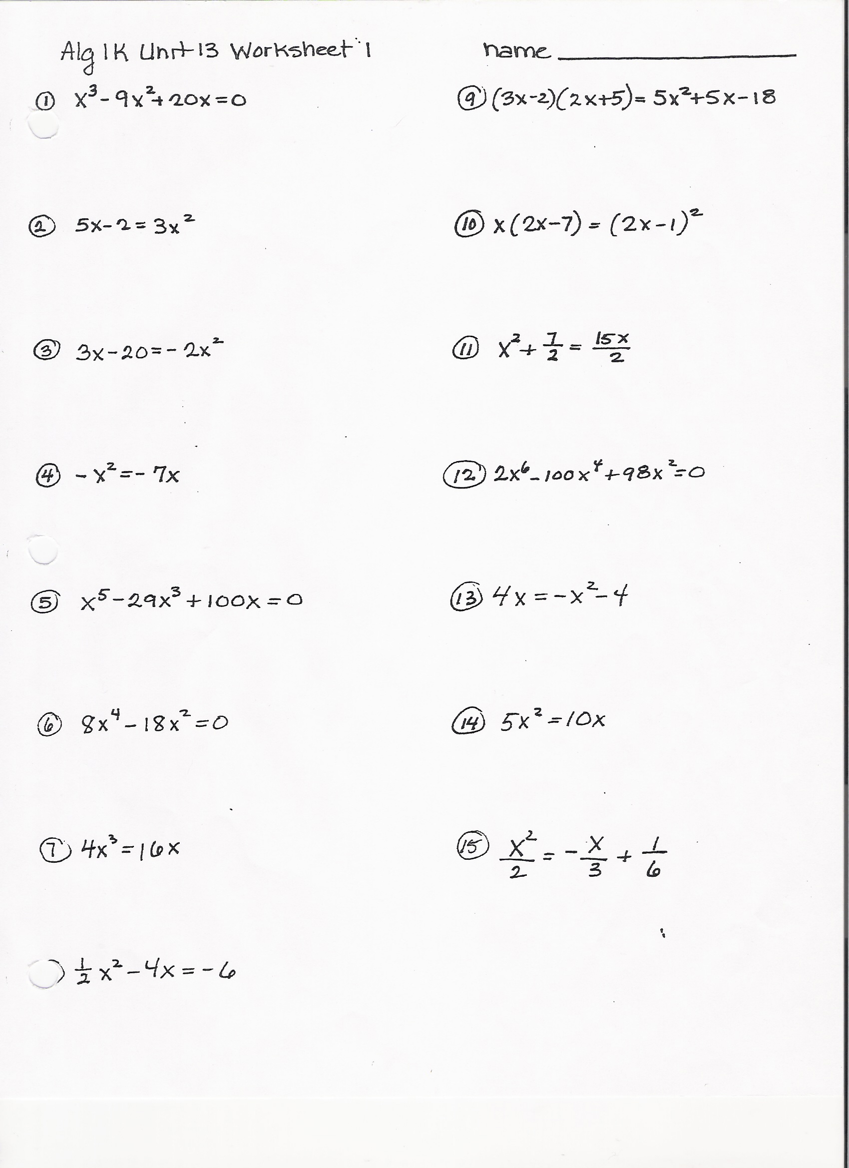 Factoring Polynomials Worksheet With Answers Algebra 2 Promotiontablecovers