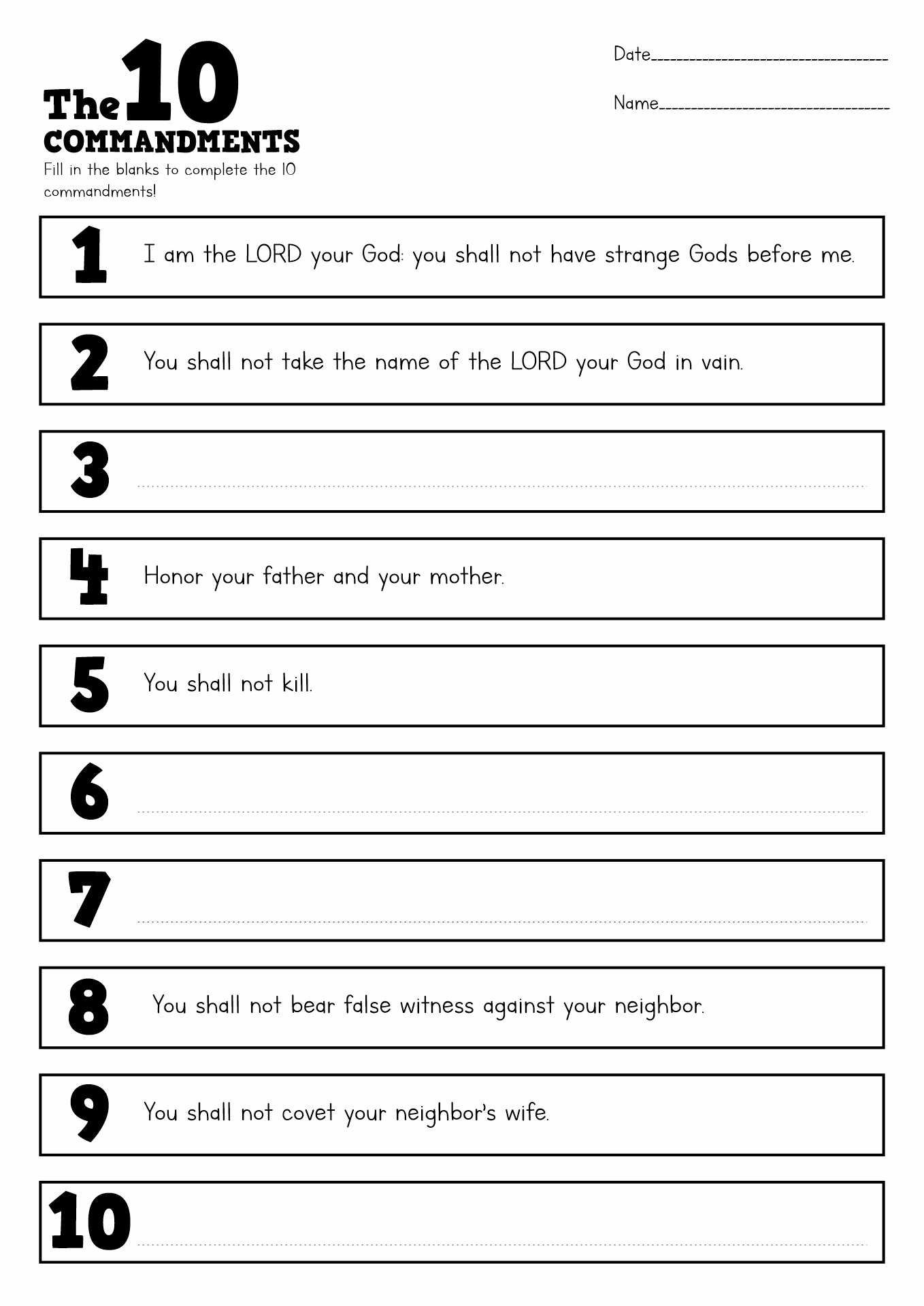 14 Best Images Of Free Printable 10 Commandments Worksheets Free Printable Ten Commandments 