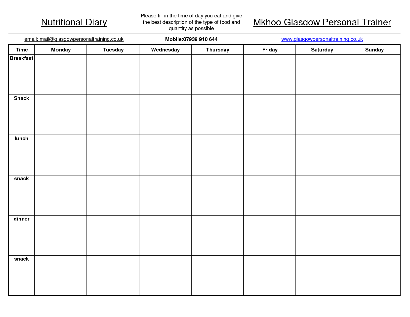 18 Best Images Of Food Journal Worksheet Daily Food Tracker Printable 