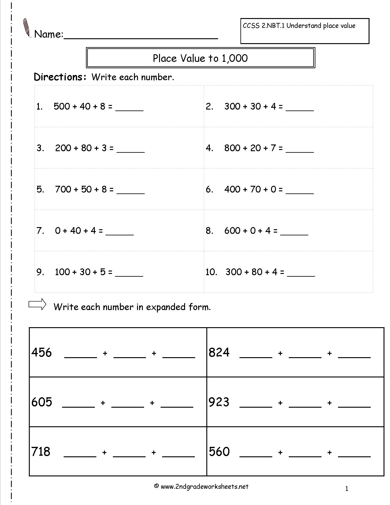 8 Best Images Of Numbers To 1000 Worksheets Read And Write Numbers Worksheets Write The