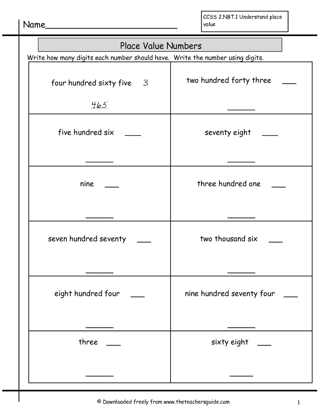 8 Best Images Of Numbers To 1000 Worksheets Read And Write Numbers 