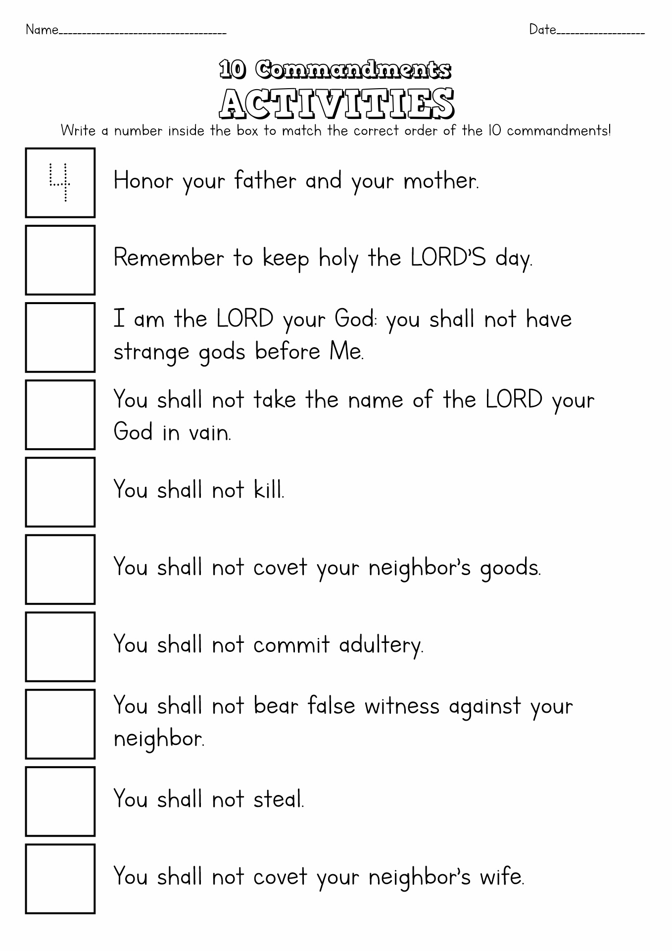 14 Best Images Of Free Printable 10 Commandments Worksheets Free Printable Ten Commandments 