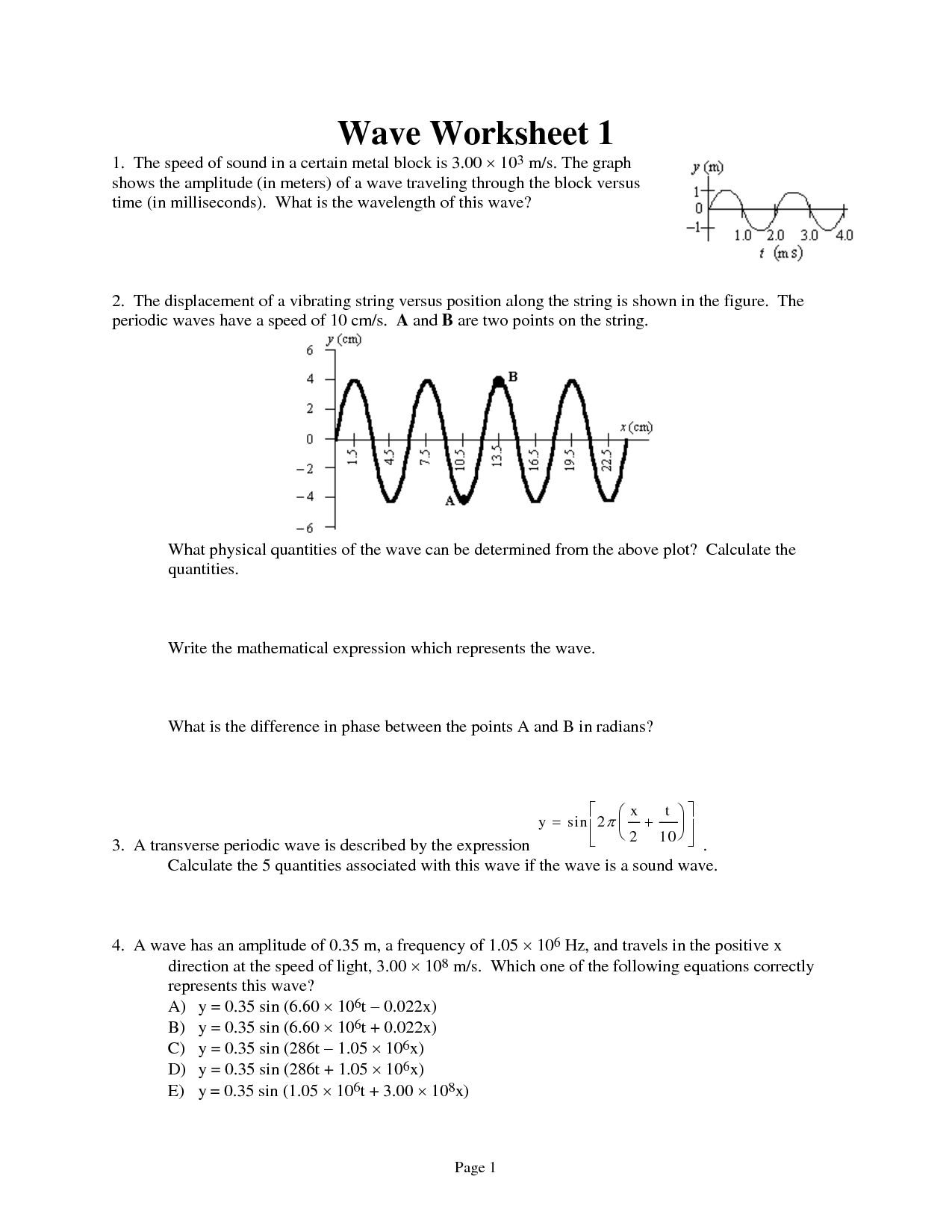 13 Best Images Of Profile Of A Wave Worksheet Sound Wave Worksheet Answer Labeling Waves 