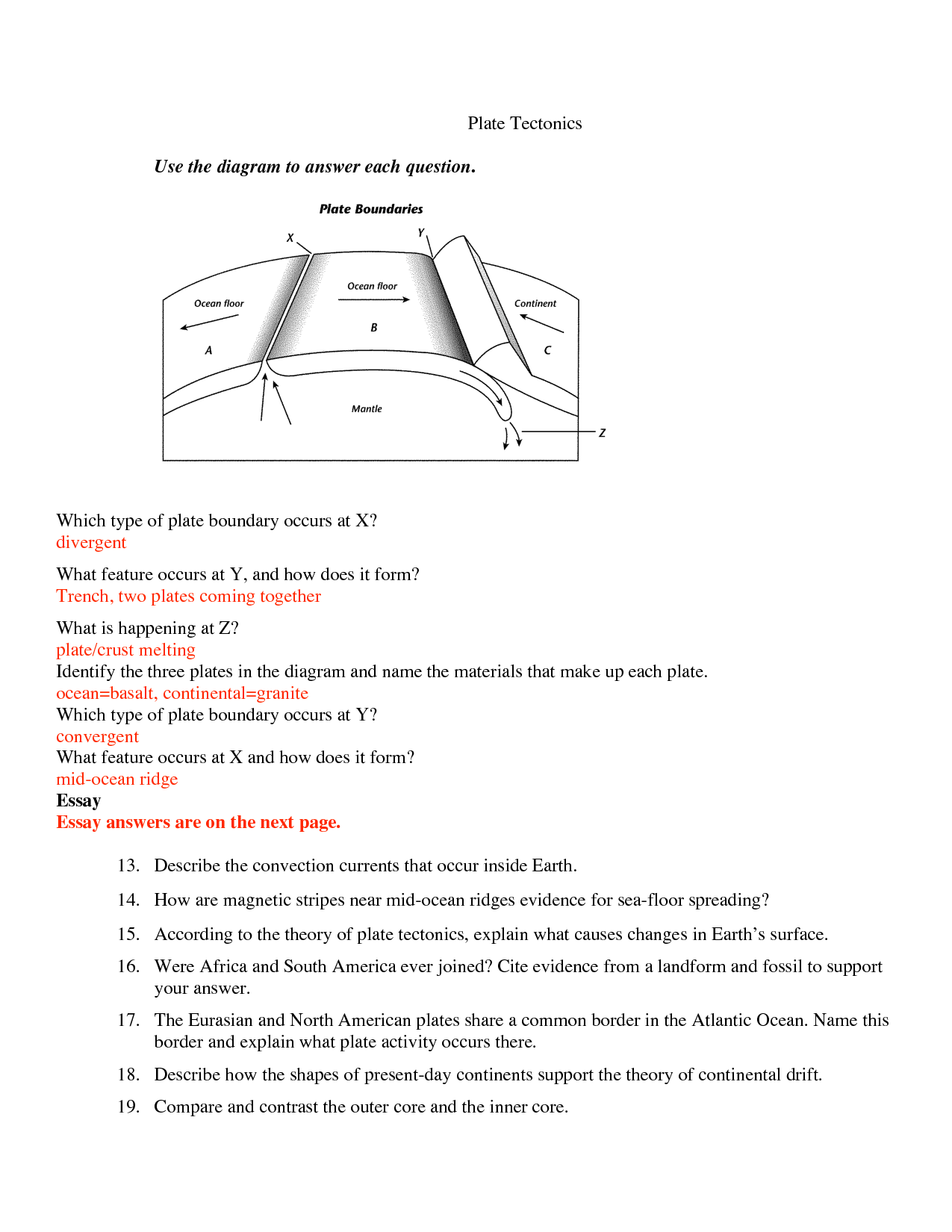 13 Best Images Of Plate Tectonics Worksheet Answer Key Plate Tectonics Crossword Puzzle Answer 