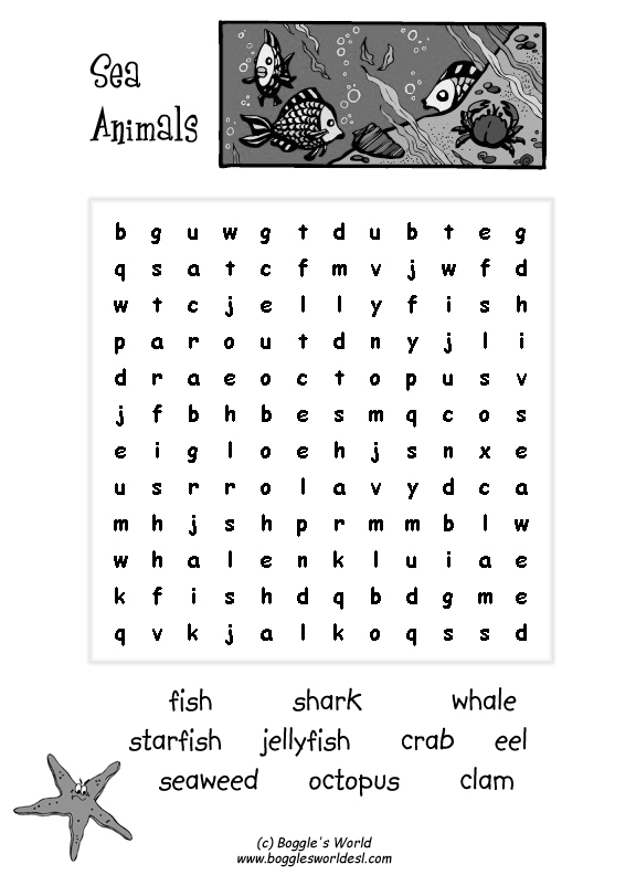 9 Best Images Of Forest Animal Worksheets Sea Animals Word Search Worksheet Animal Coloring