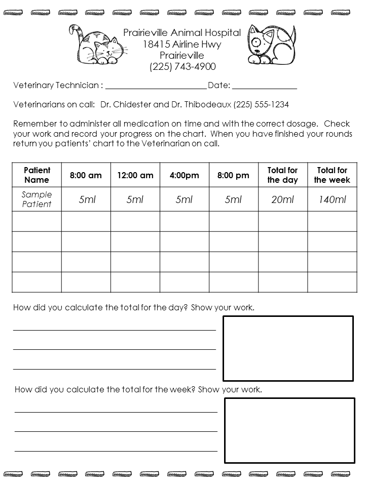 Printable Vet Tech Worksheets Customize And Print