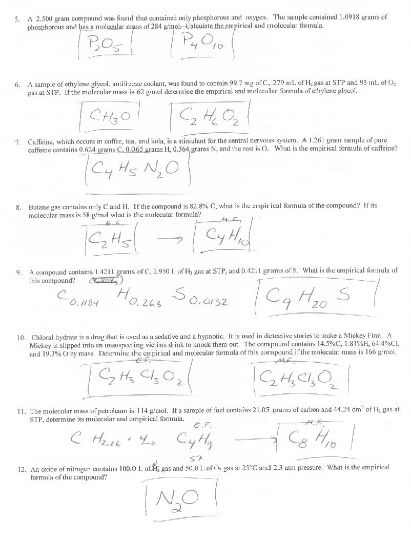 13 Best Images Of Stoichiometry Practice Worksheet 4 Answer Key Empirical Formula Worksheet 