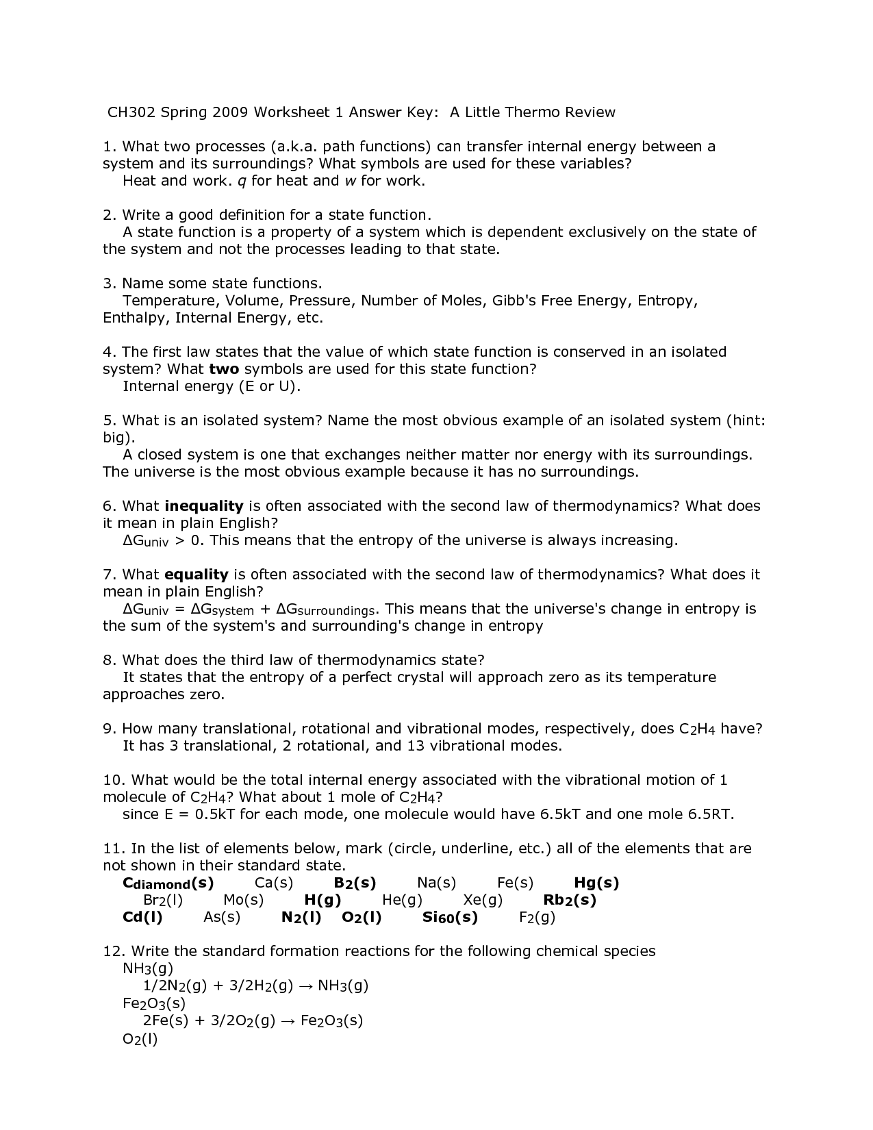 Heat Transfer Worksheet Answers