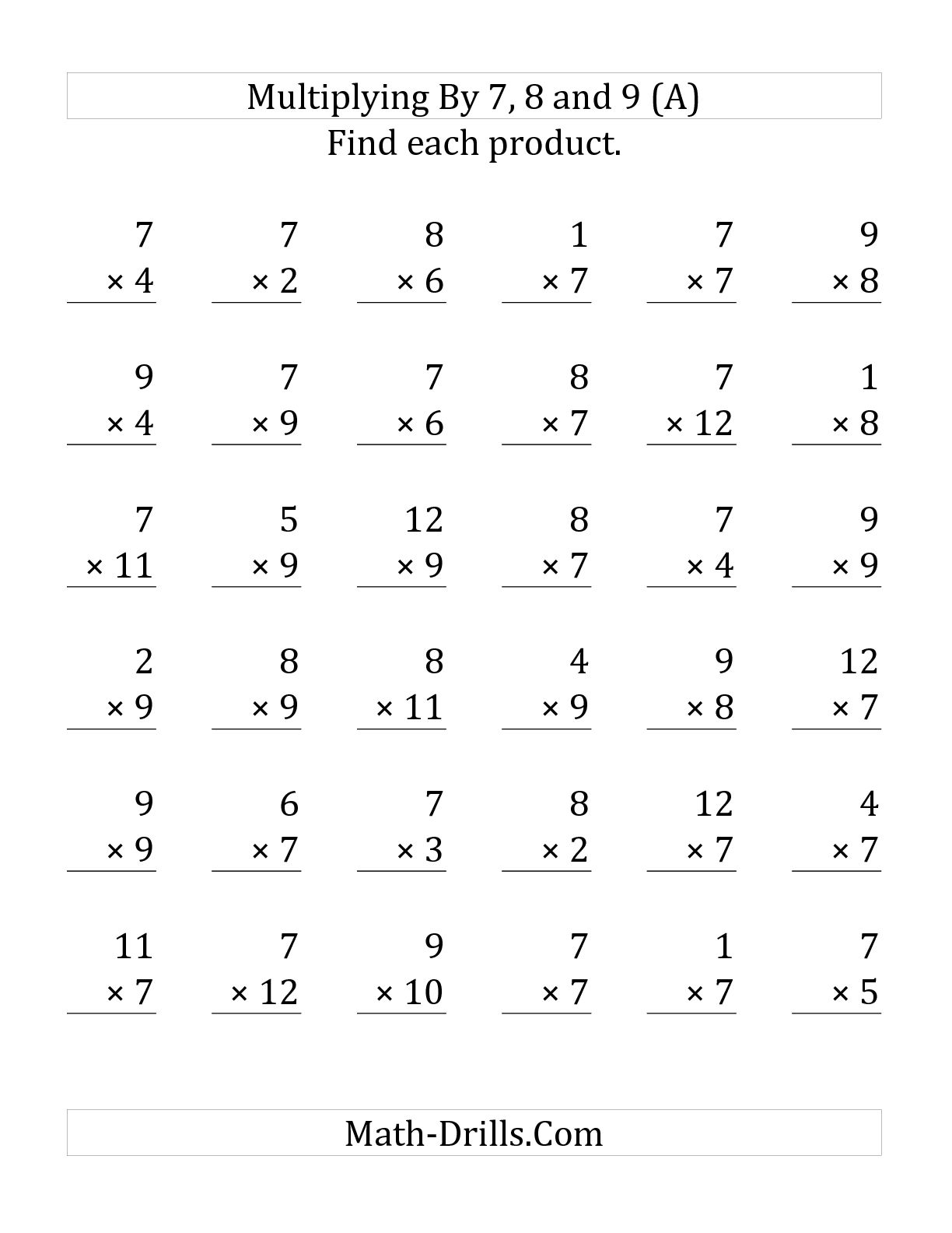 11 Best Images Of 8 And 9 Multiplication Worksheets Multiplication 