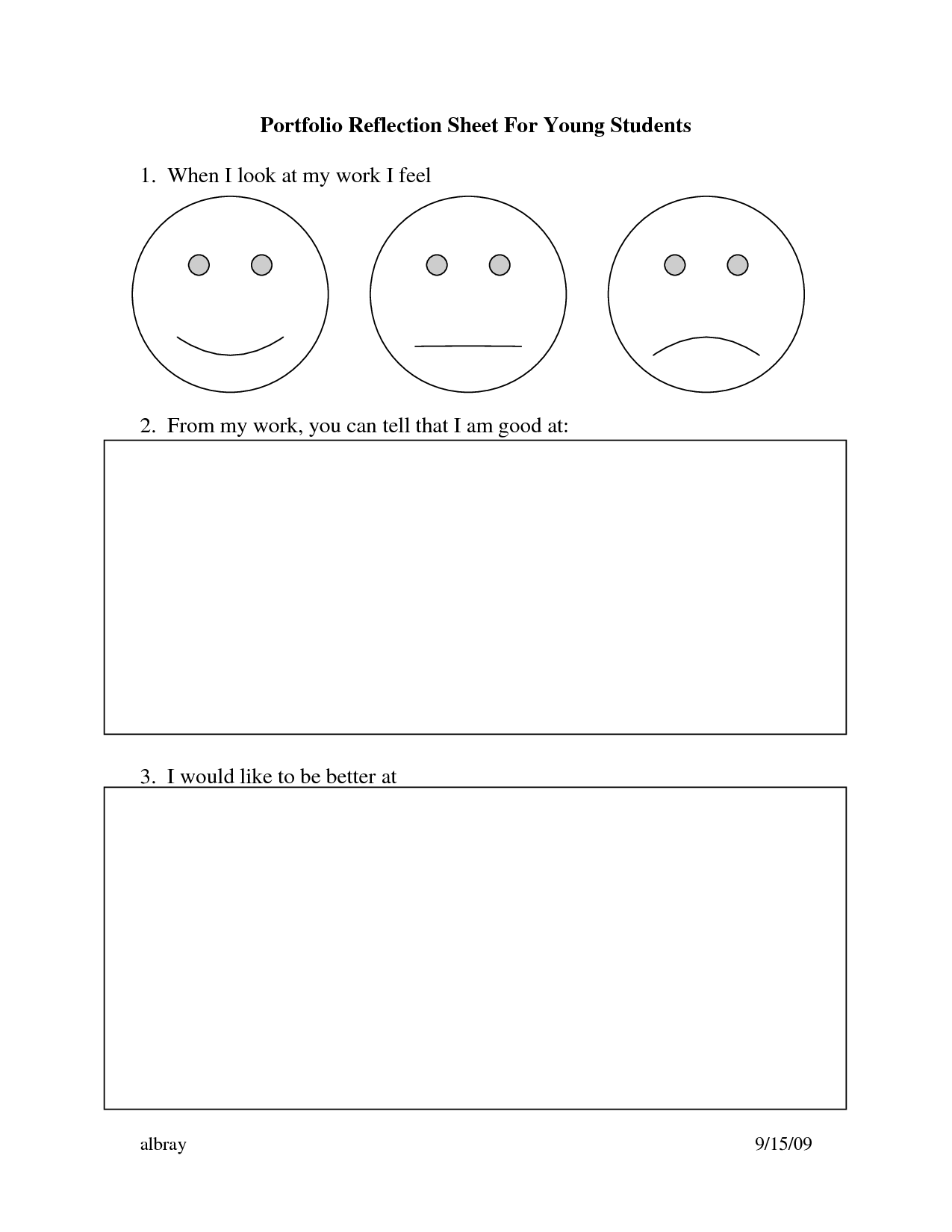 Printable Reflection Sheets