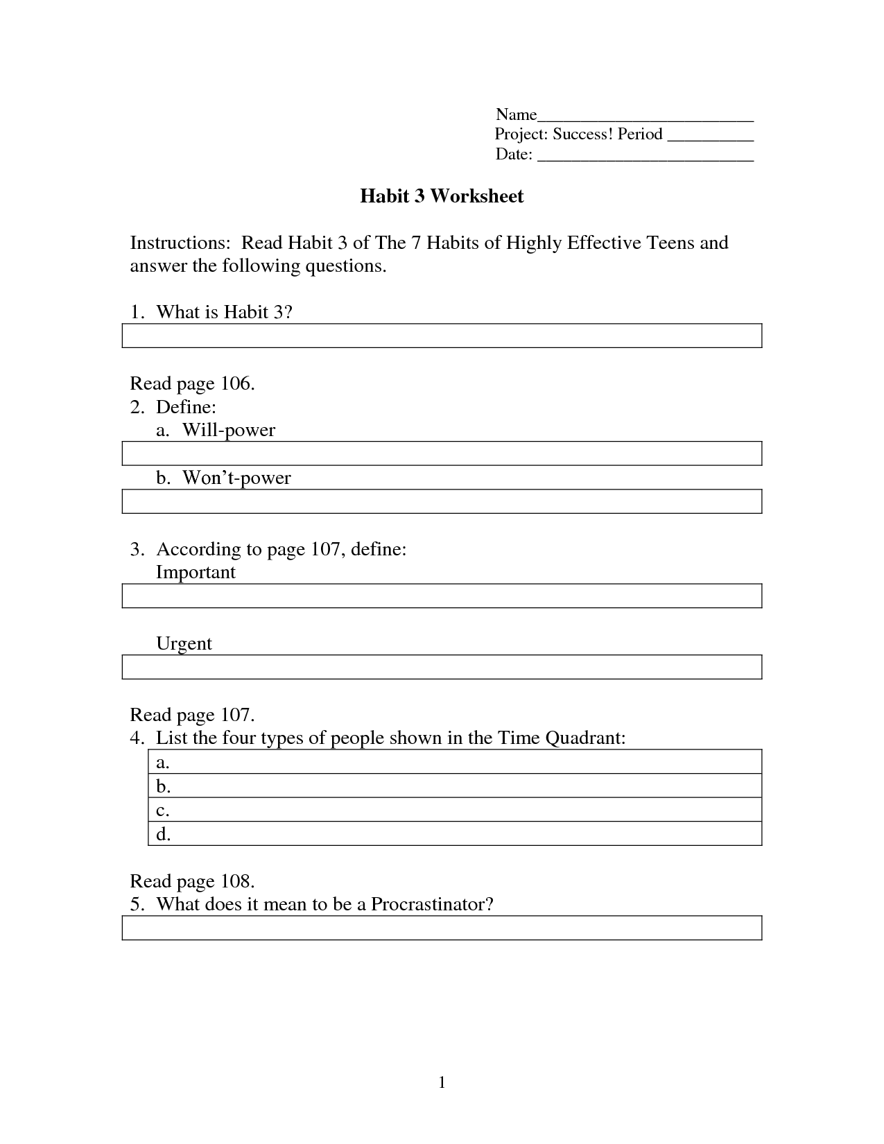 31 7 Habits Worksheet Pdf - Worksheet Resource Plans