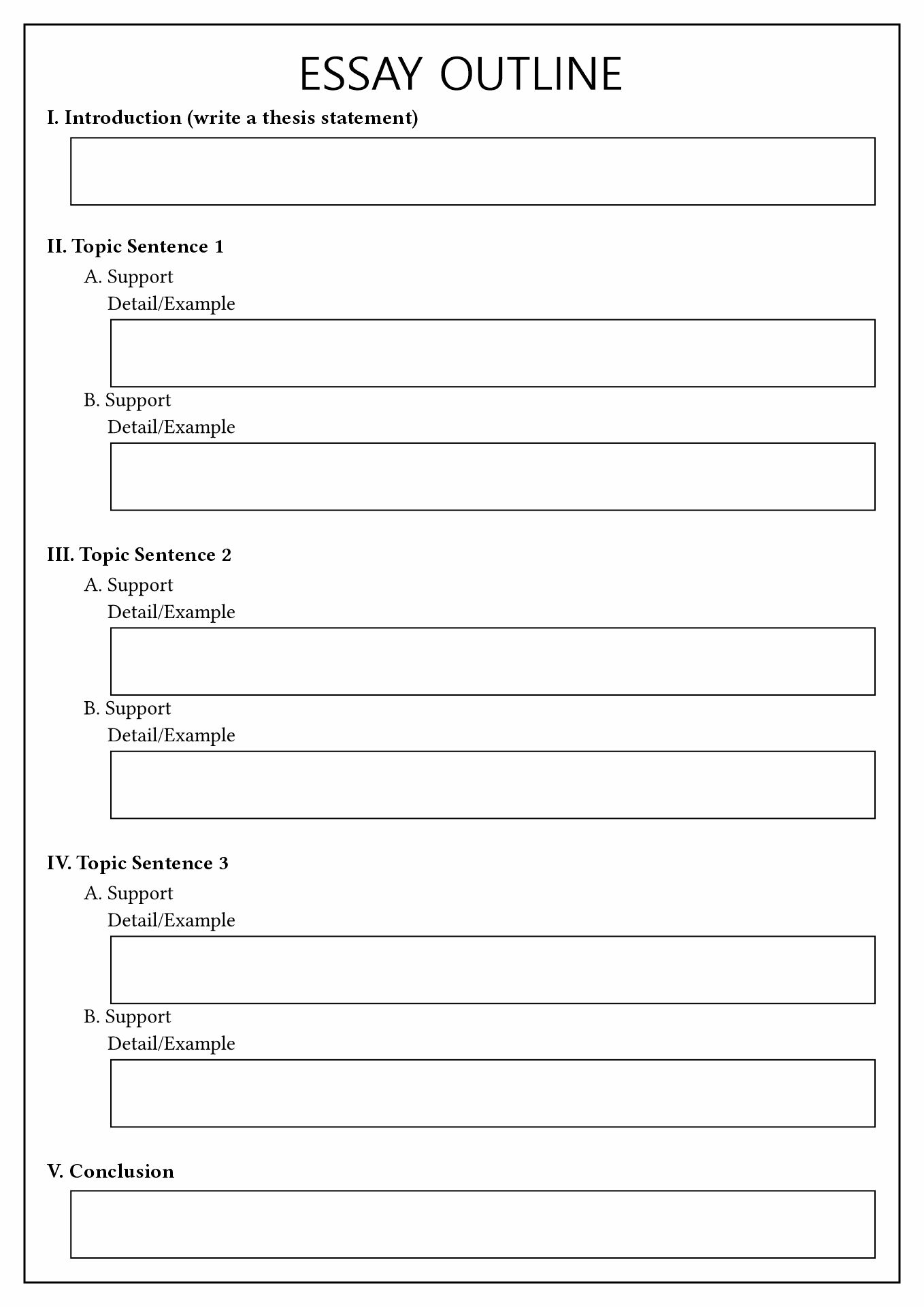 Free Printable Essay Outline Template