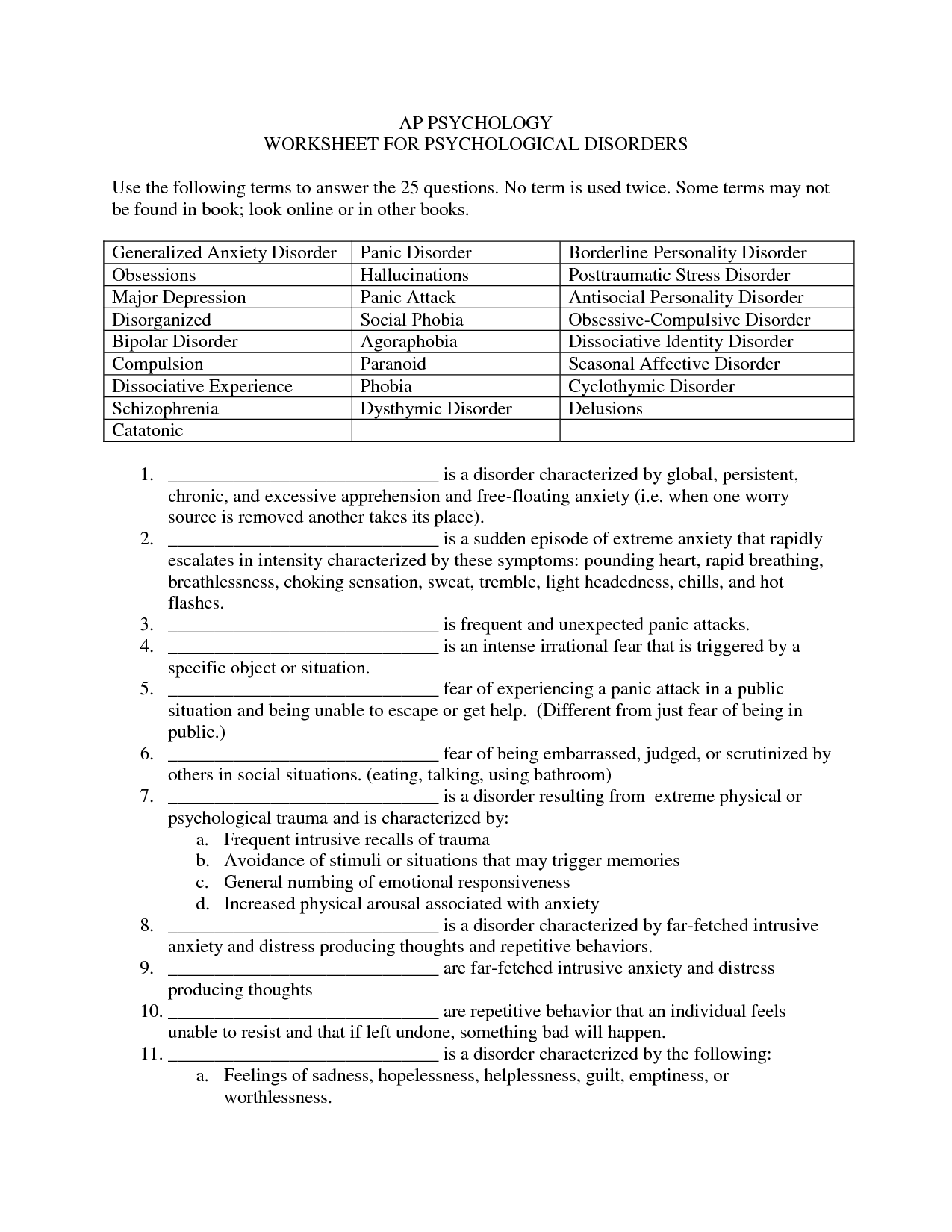 Free Printable Psychology Worksheets That are Bewitching | Ruby Website