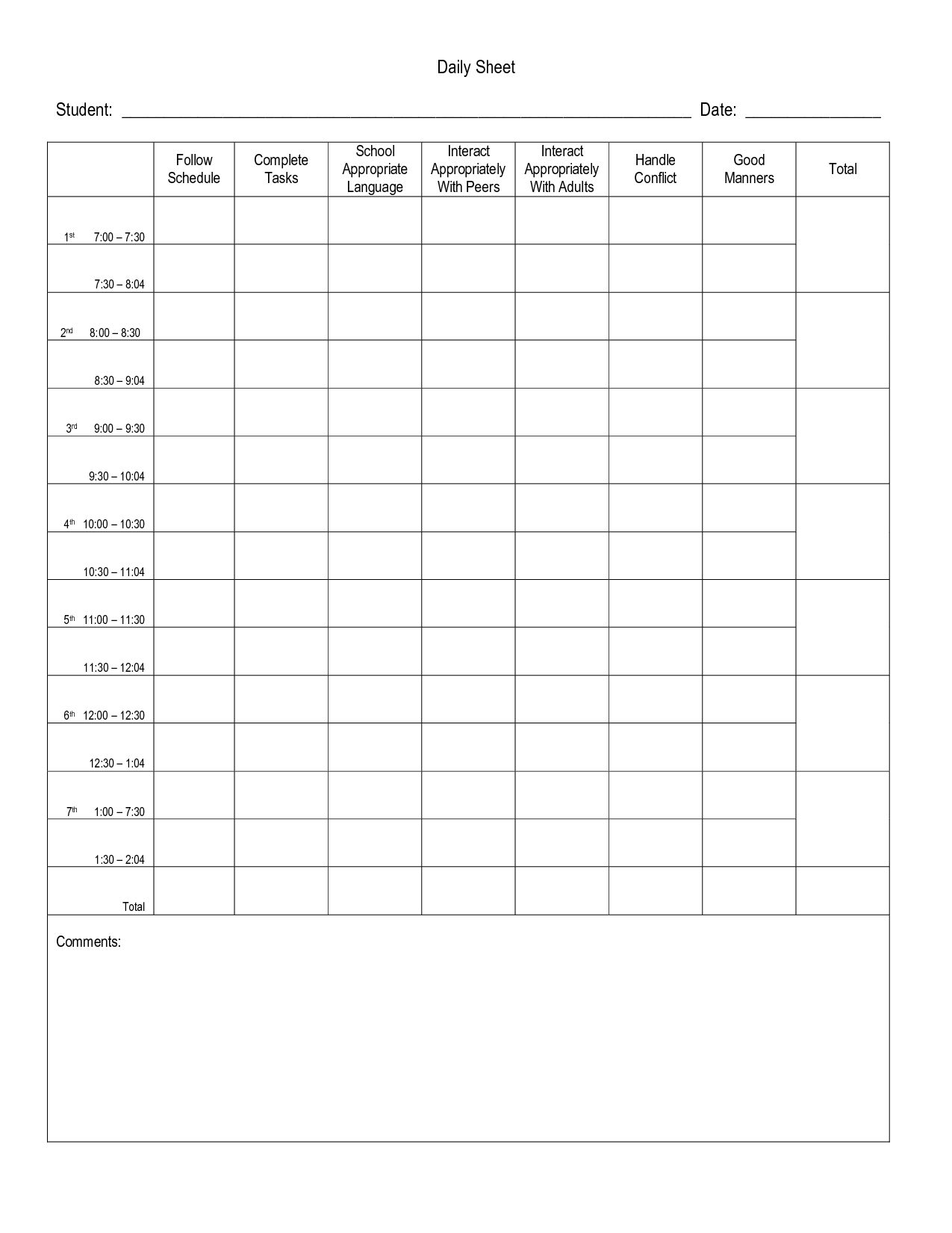 14 Best Images Of Tracking Behavior Worksheets Student Sign Up Sheet 